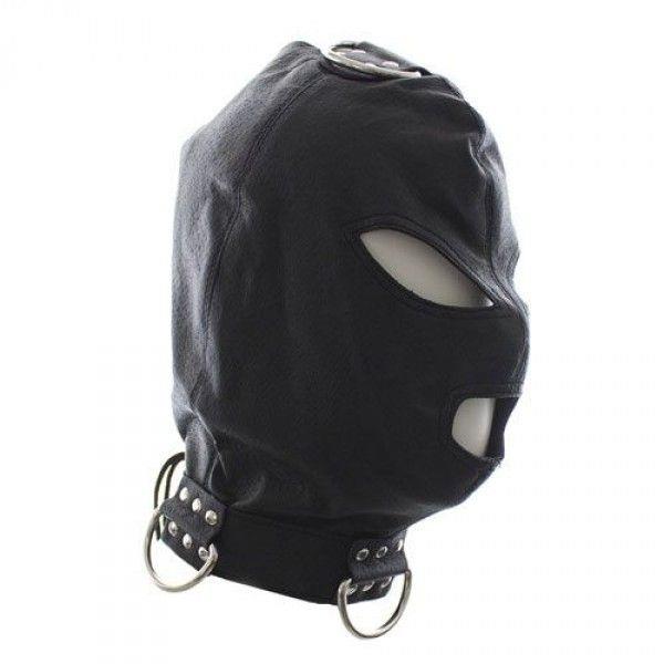 Maska-Bondage Hook Mask+Collar Black