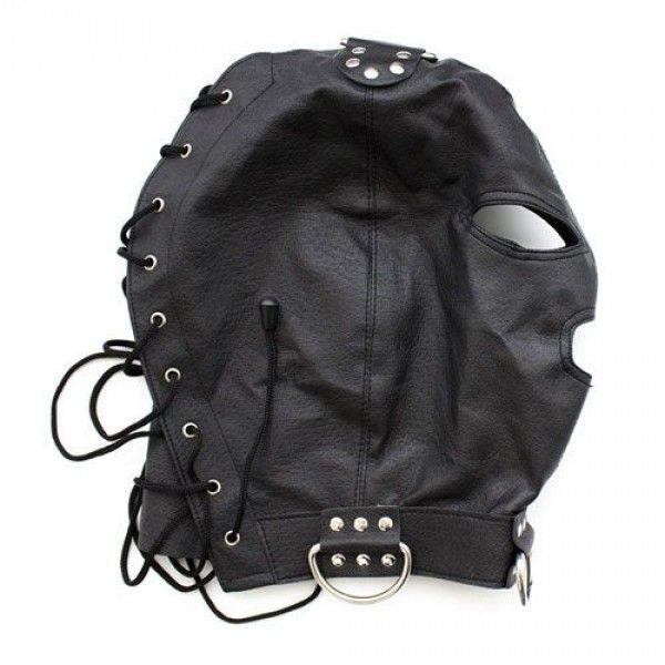 Maska-Bondage Hook Mask+Collar Black