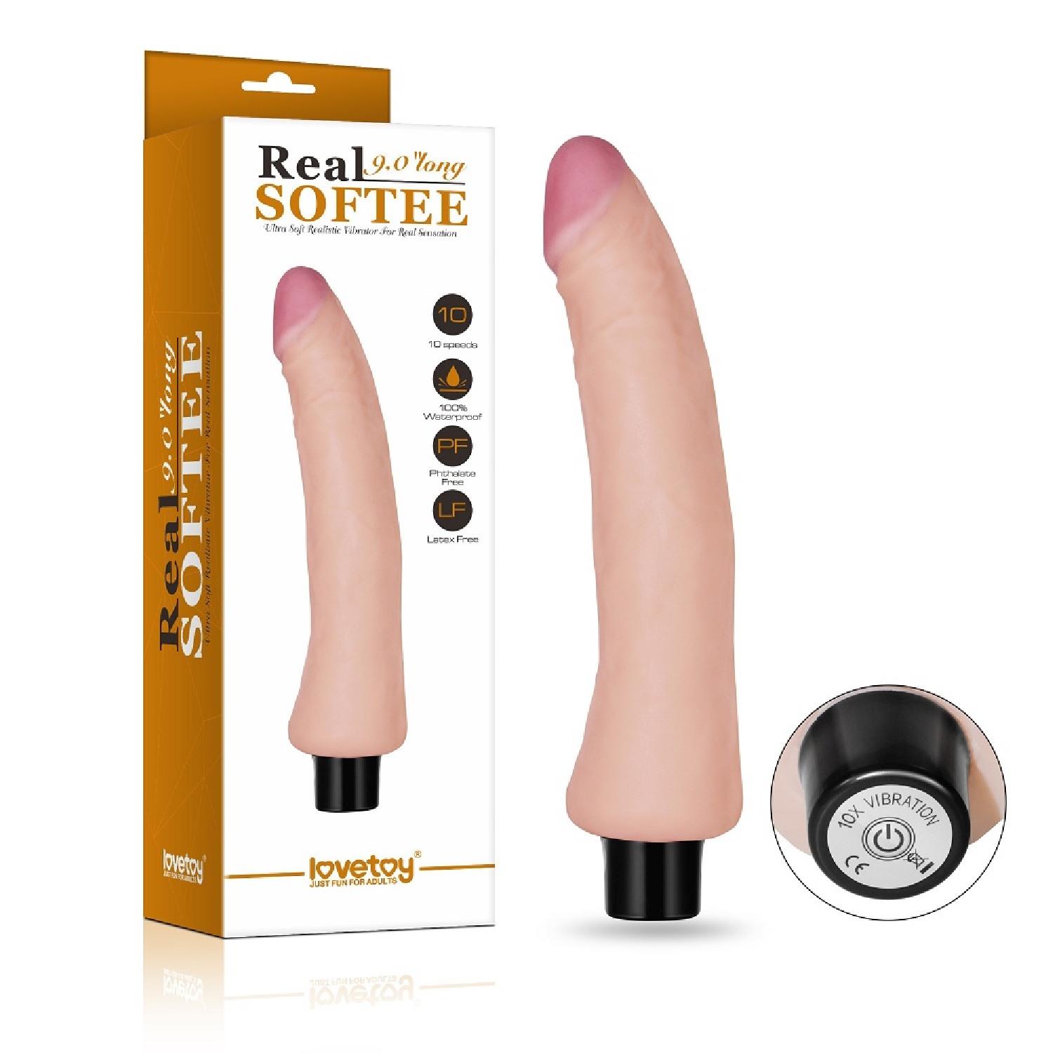 9"" Real Softee Vibrating Dildo