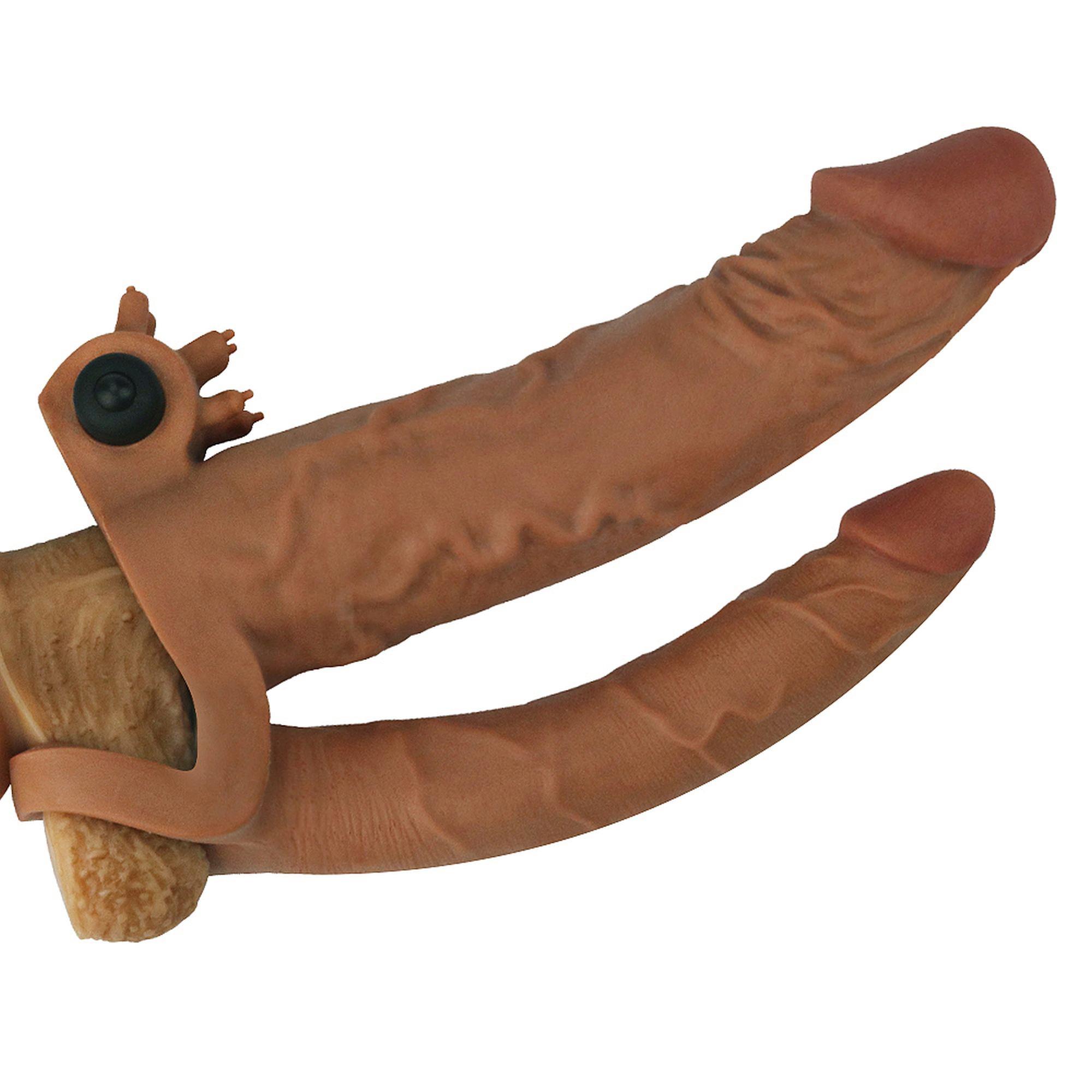 Add 2"" Pleasure X Tender Vibrating Double Penis Sleeve