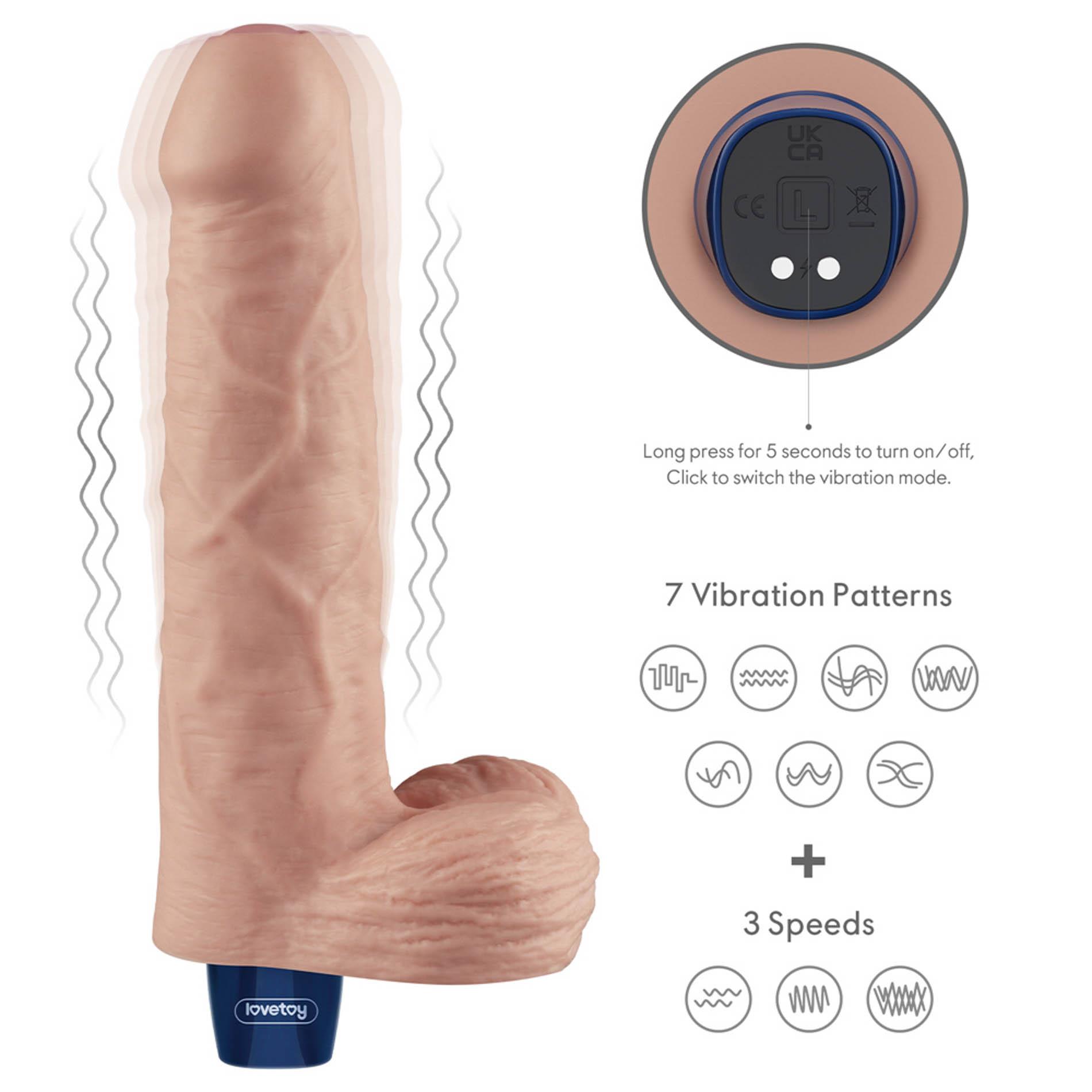 9" Real Softee Rechargeable Tpe Vibrating Dildo(Flesh)