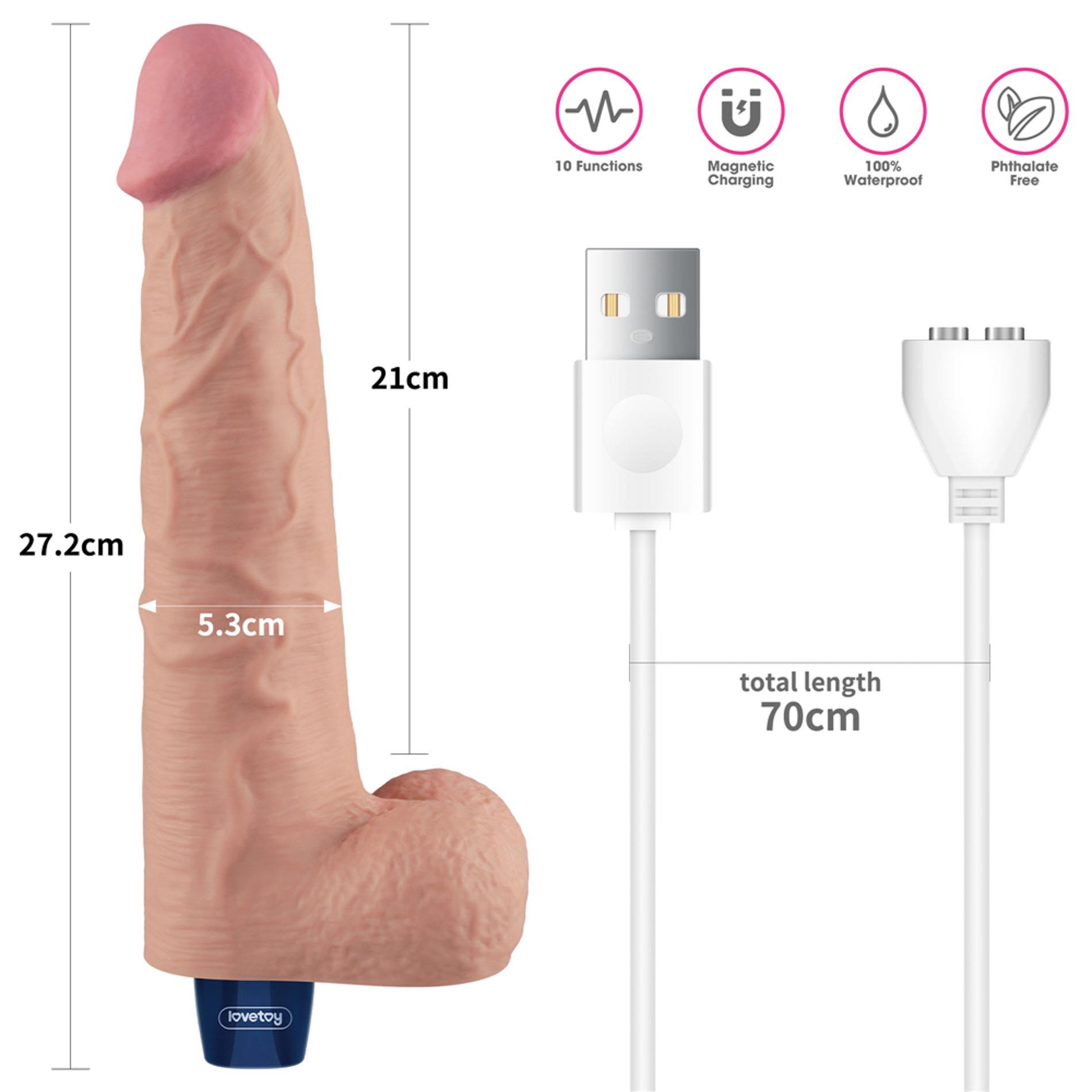 10.5" Real Softee Rechargeable Tpe Vibrating Dildo(Flesh)