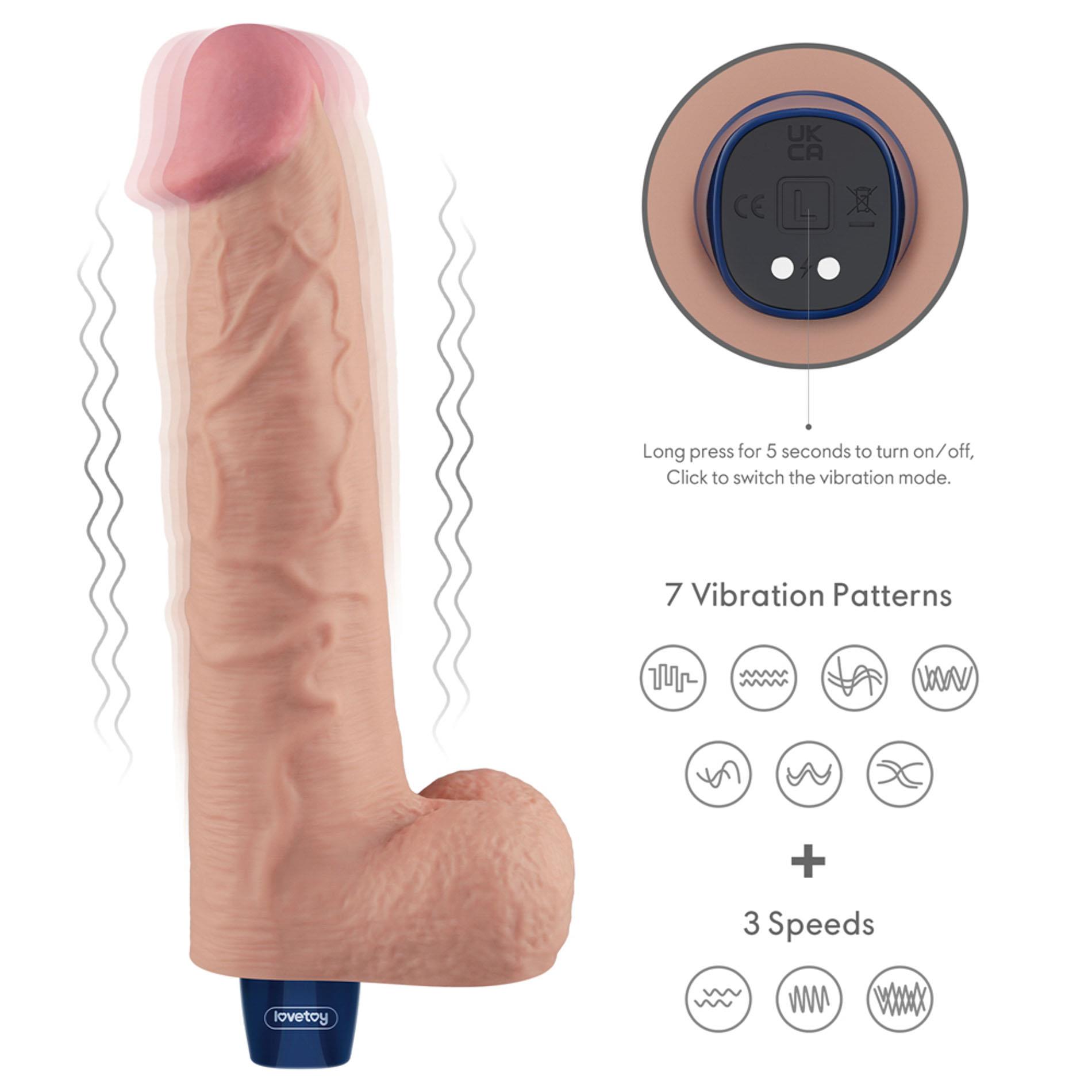 10.5" Real Softee Rechargeable Tpe Vibrating Dildo(Flesh)