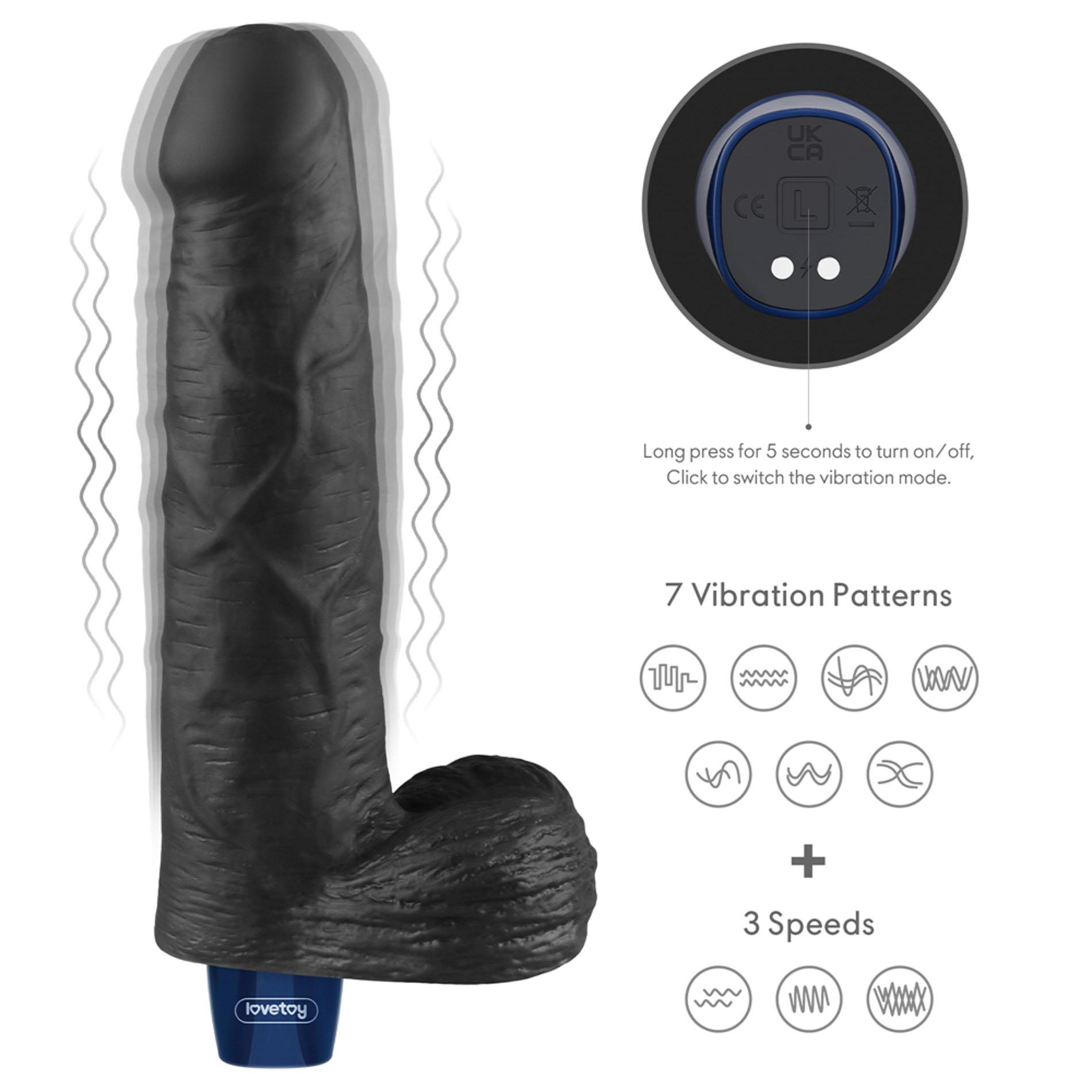 9" Real Softee Rechargeable Tpe Vibrating Dildo(Black)