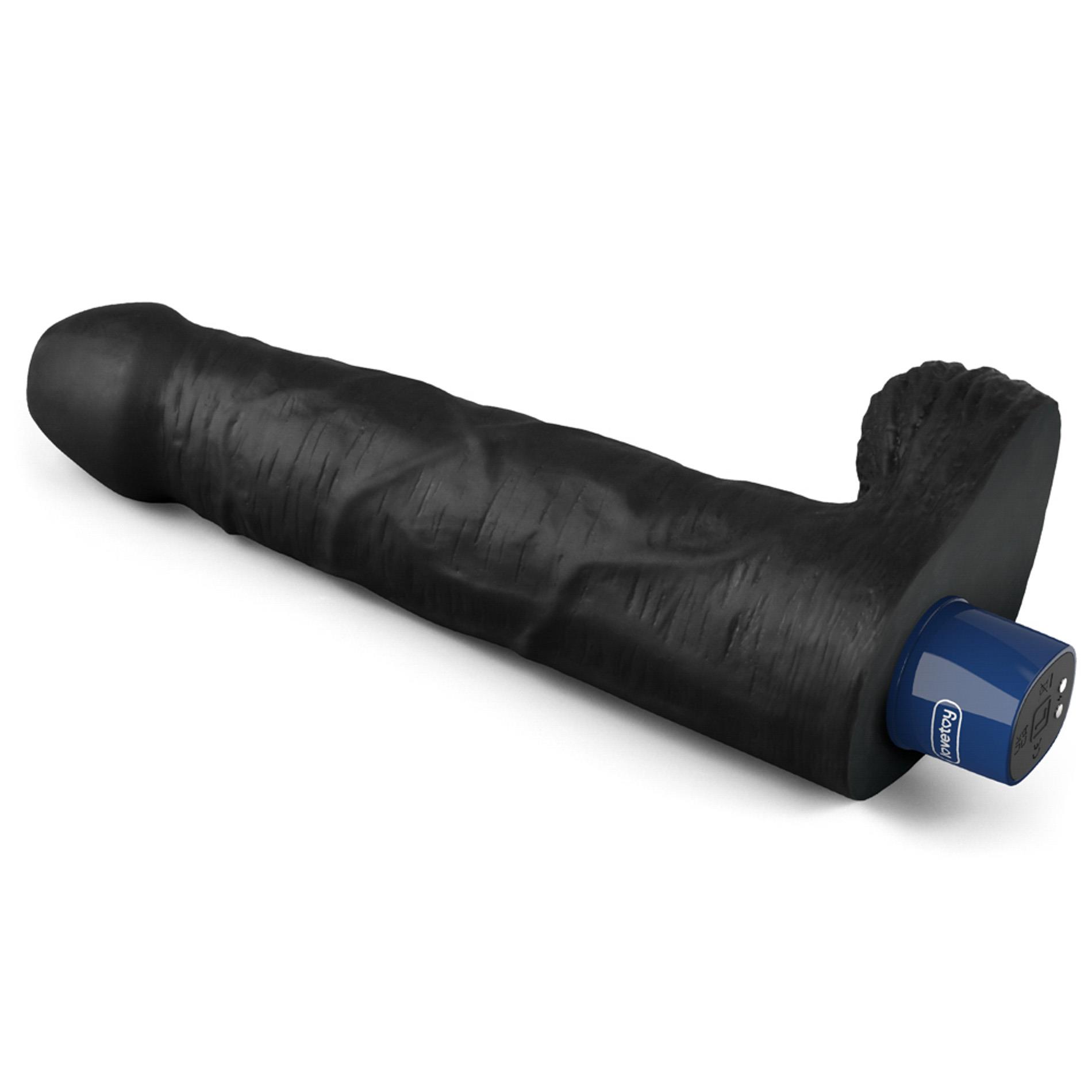 9" Real Softee Rechargeable Tpe Vibrating Dildo(Black)