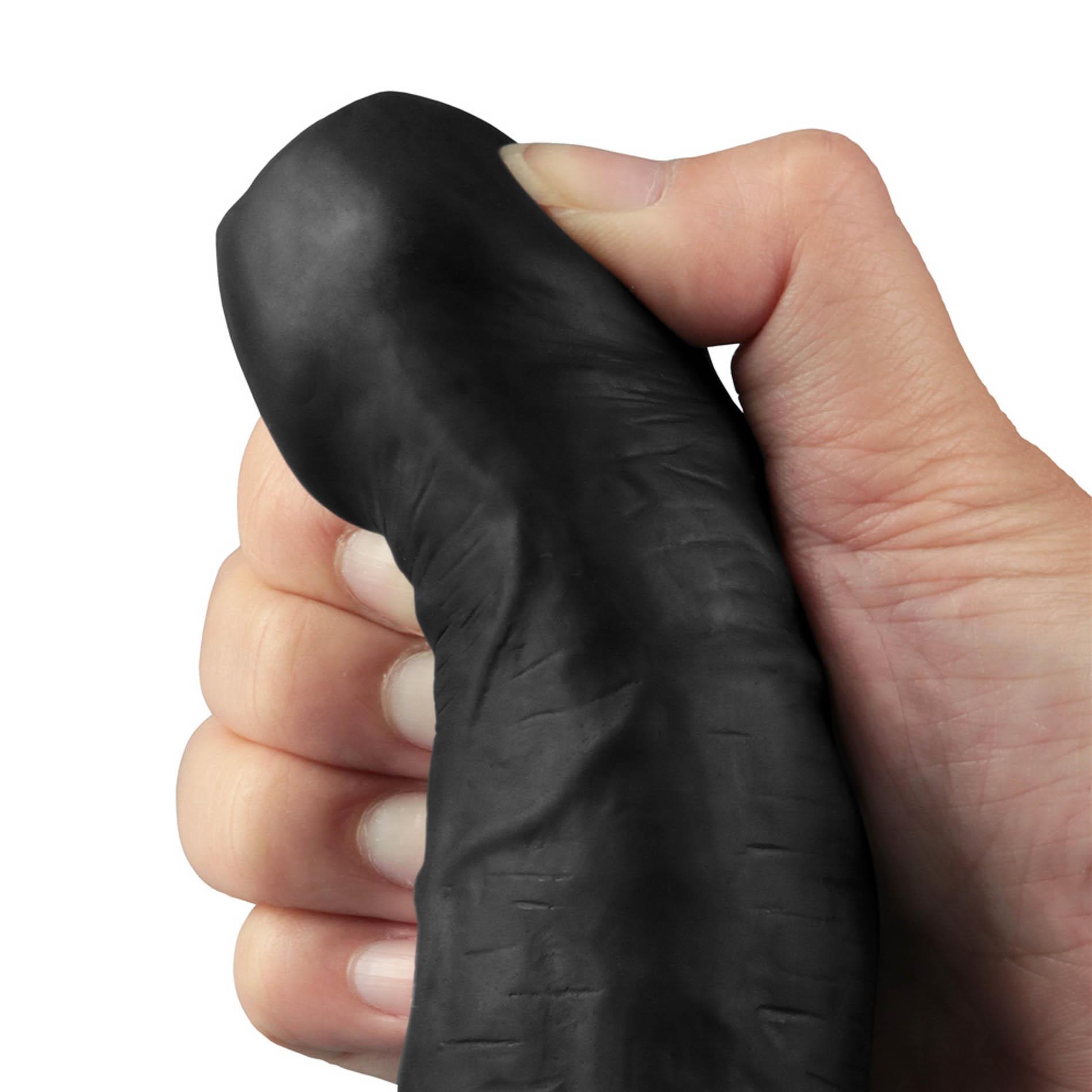 9" Real Softee Rechargeable Tpe Vibrating Dildo(Black)