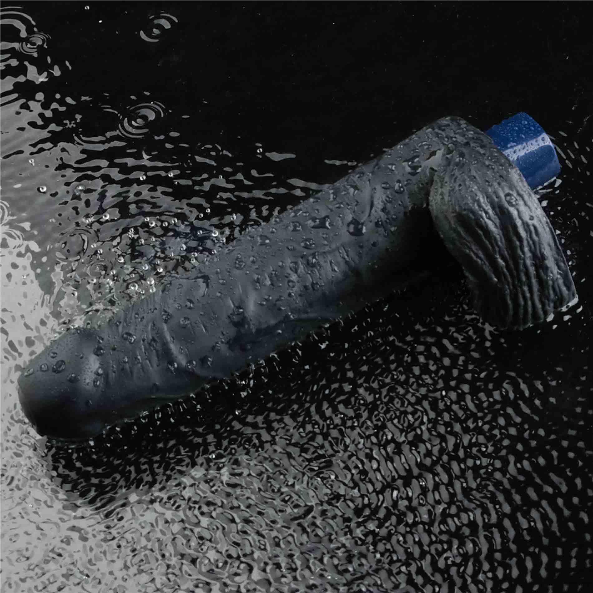 9" Real Softee Rechargeable Tpe Vibrating Dildo(Black)