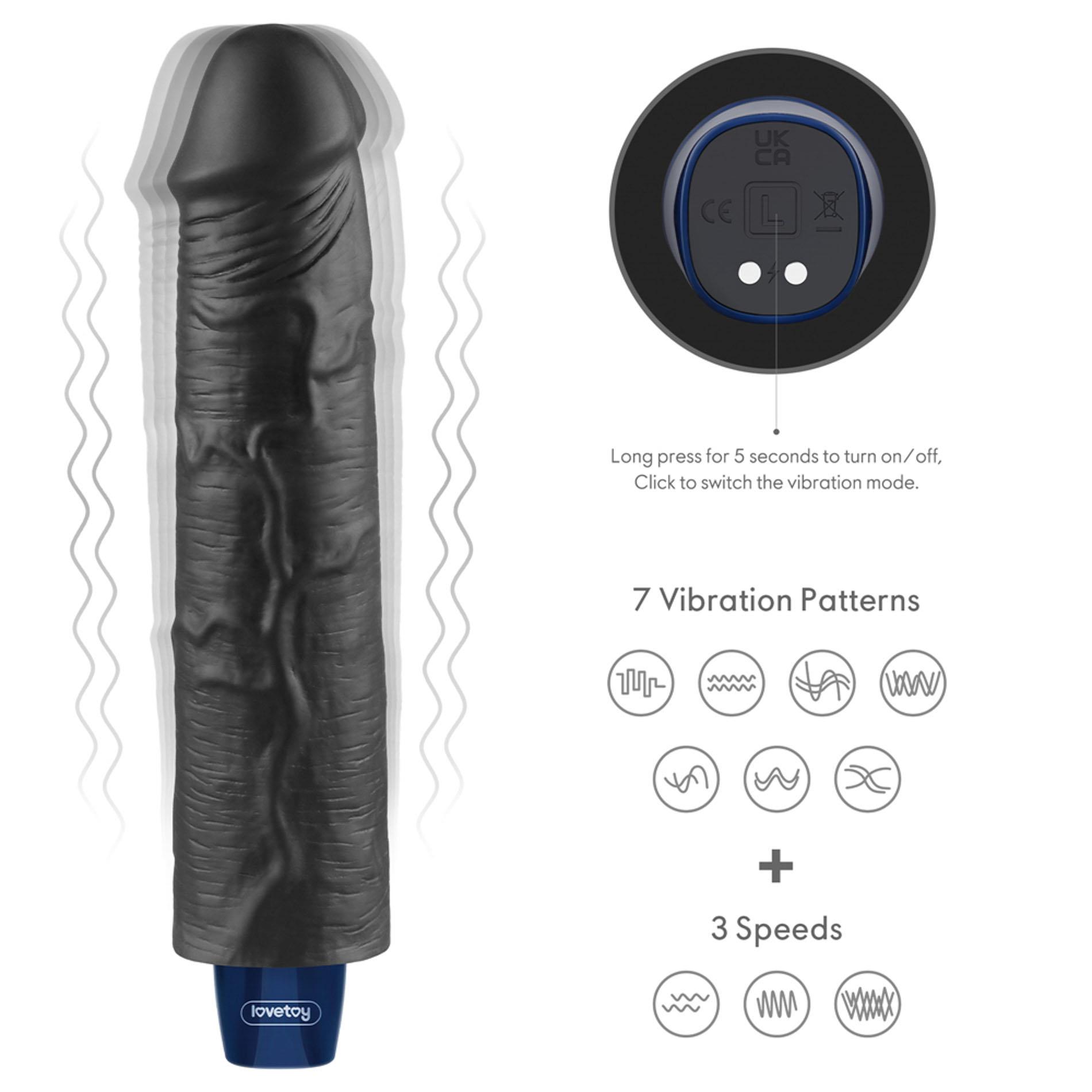 9.5" Real Softee Rechargeable Tpe Vibrating Dildo(Black