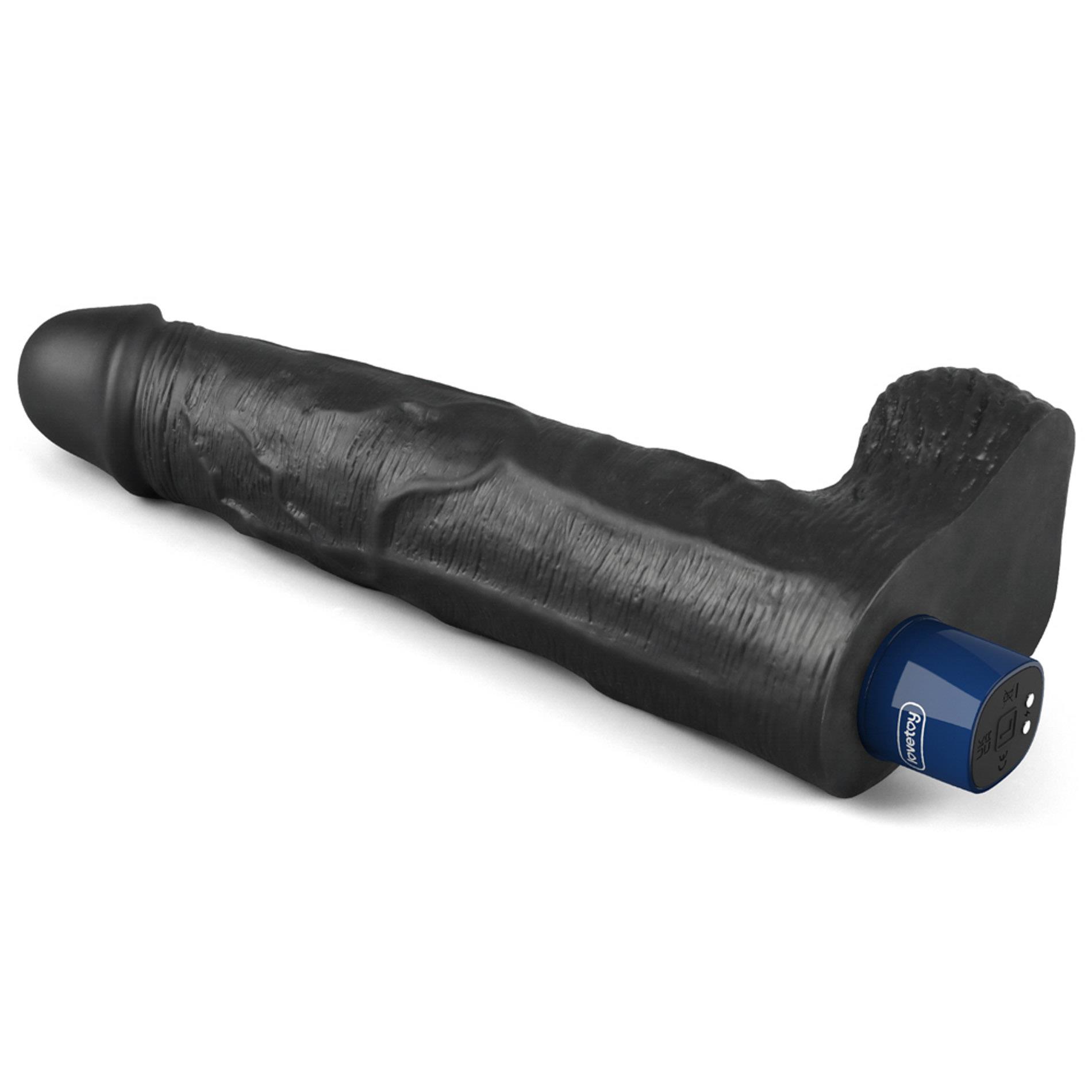 10" Real Softee Rechargeable Tpe Vibrating Dildo(Black)