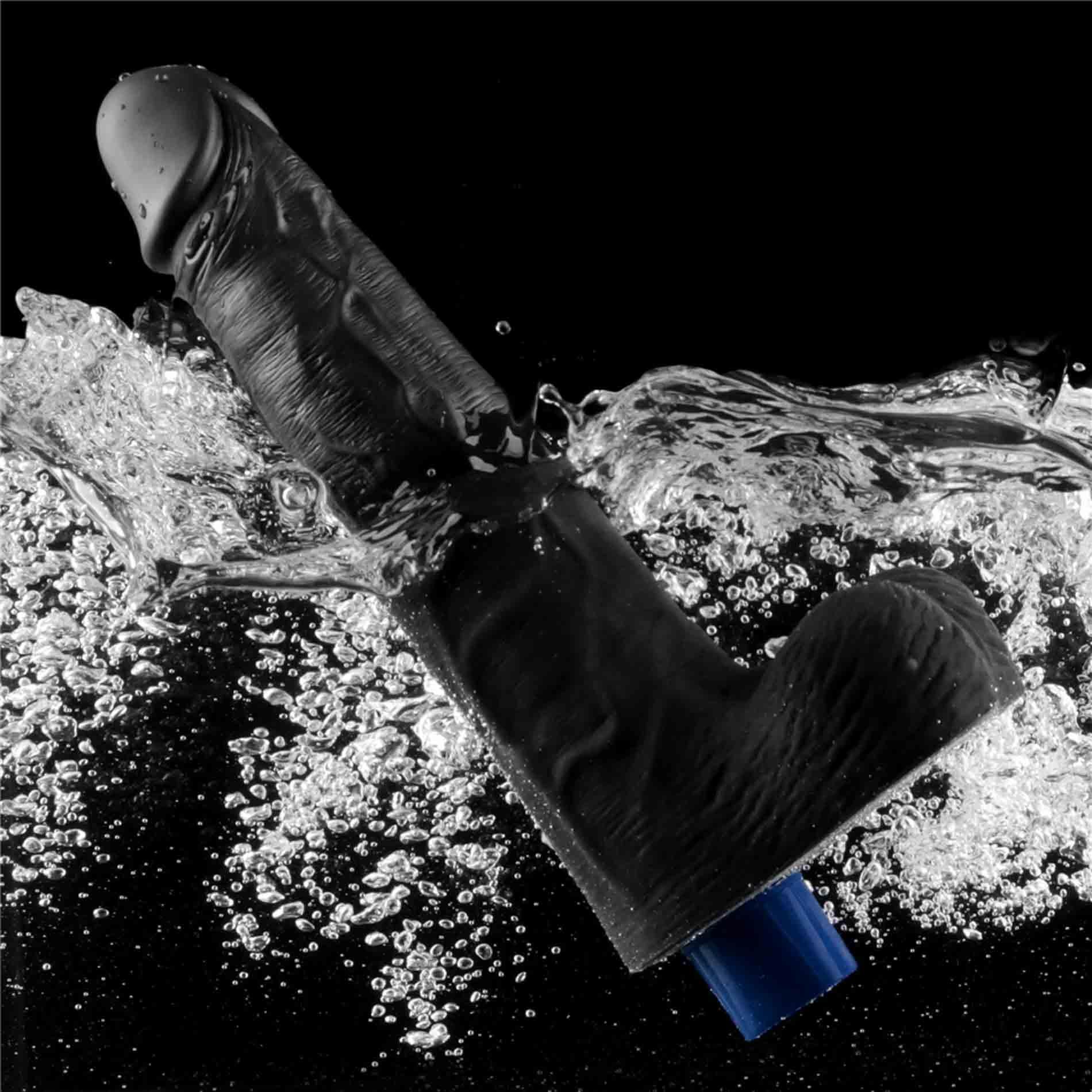 10" Real Softee Rechargeable Tpe Vibrating Dildo(Black)