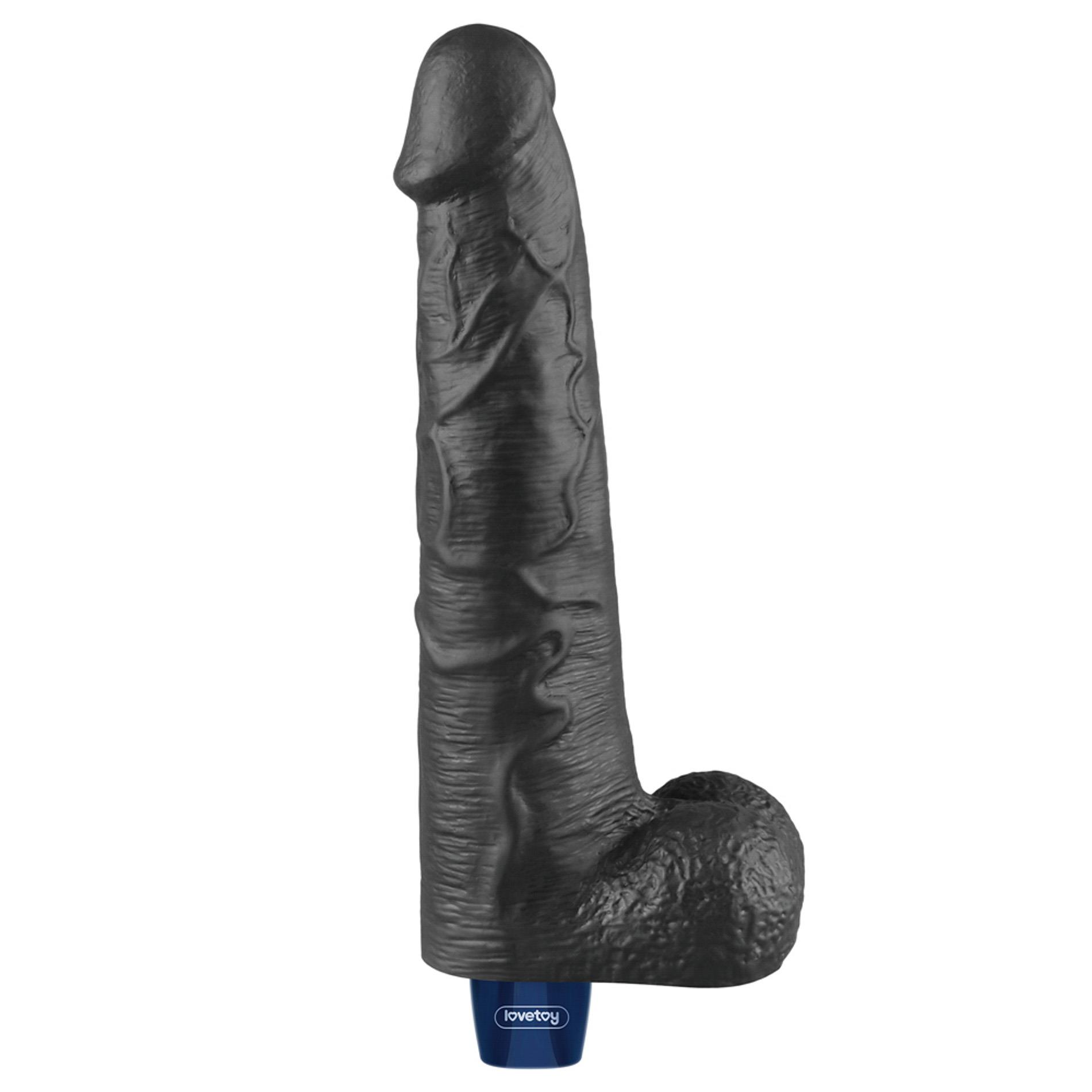 10.5" Real Softee Rechargeable Tpe Vibrating Dildo(Black)