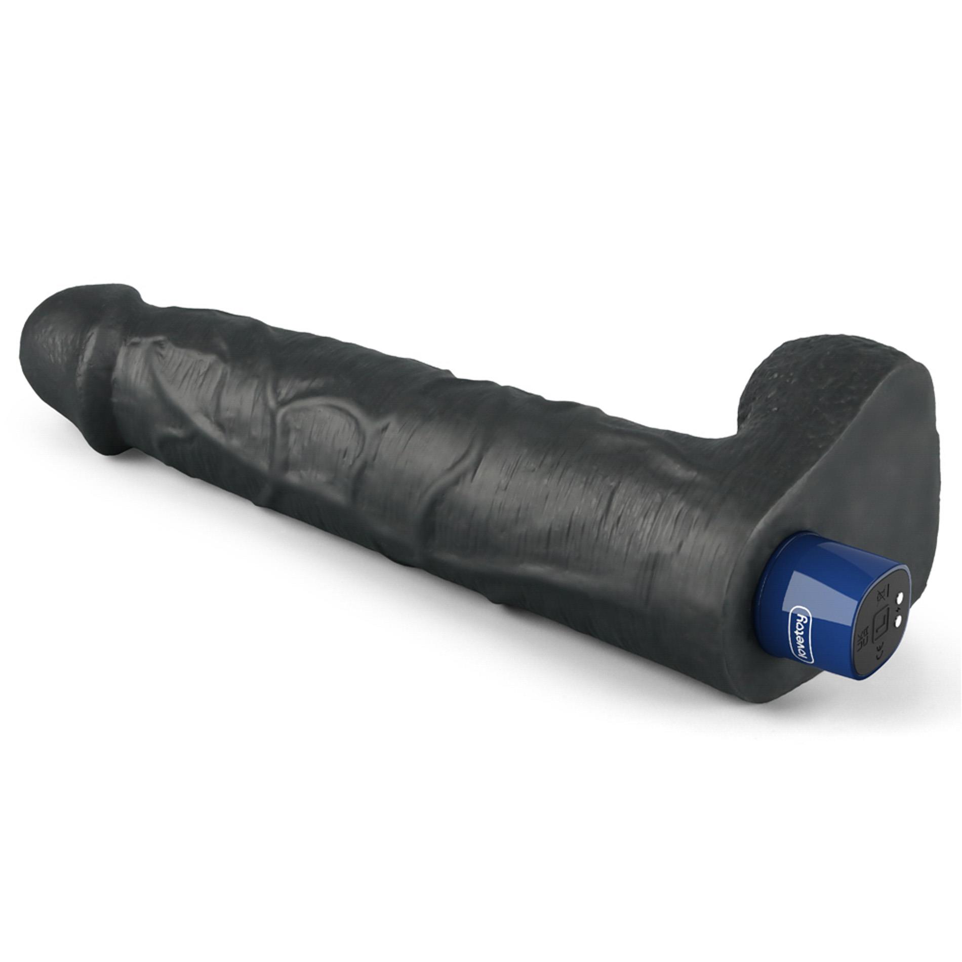 10.5" Real Softee Rechargeable Tpe Vibrating Dildo(Black)