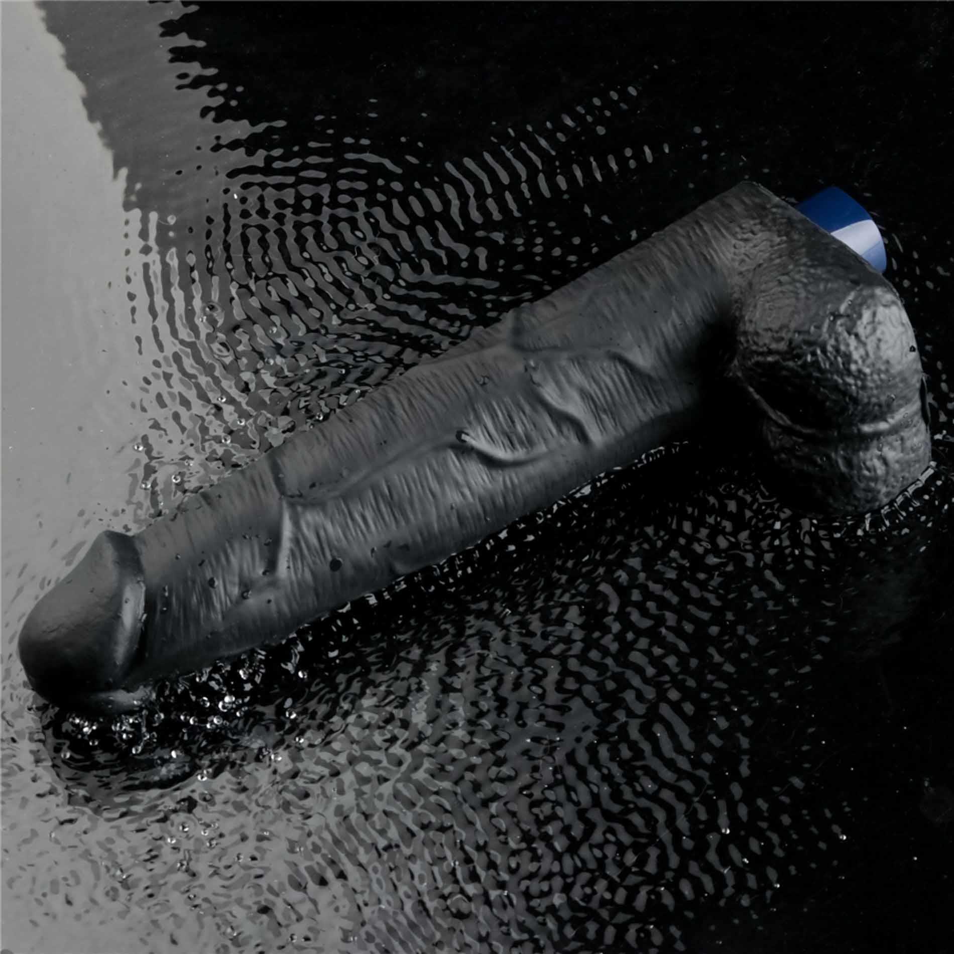 10.5" Real Softee Rechargeable Tpe Vibrating Dildo(Black)