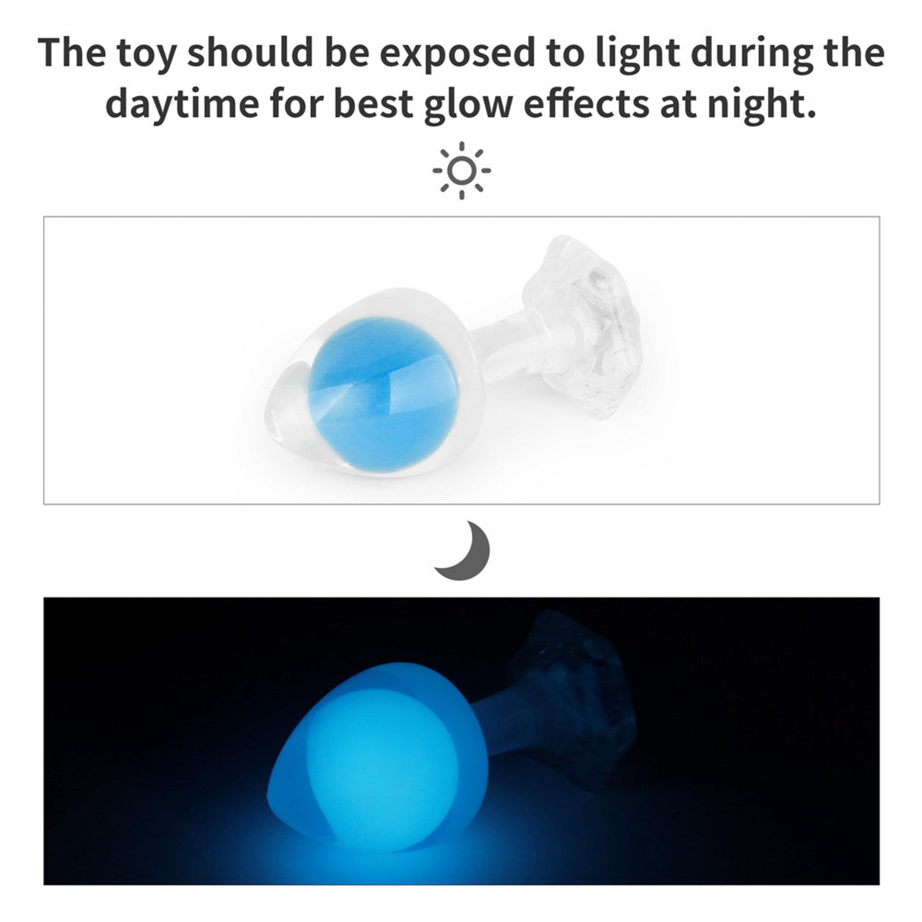 Gemoria Silicone Butt Plug (Glow-In-The-Dark) - Blue