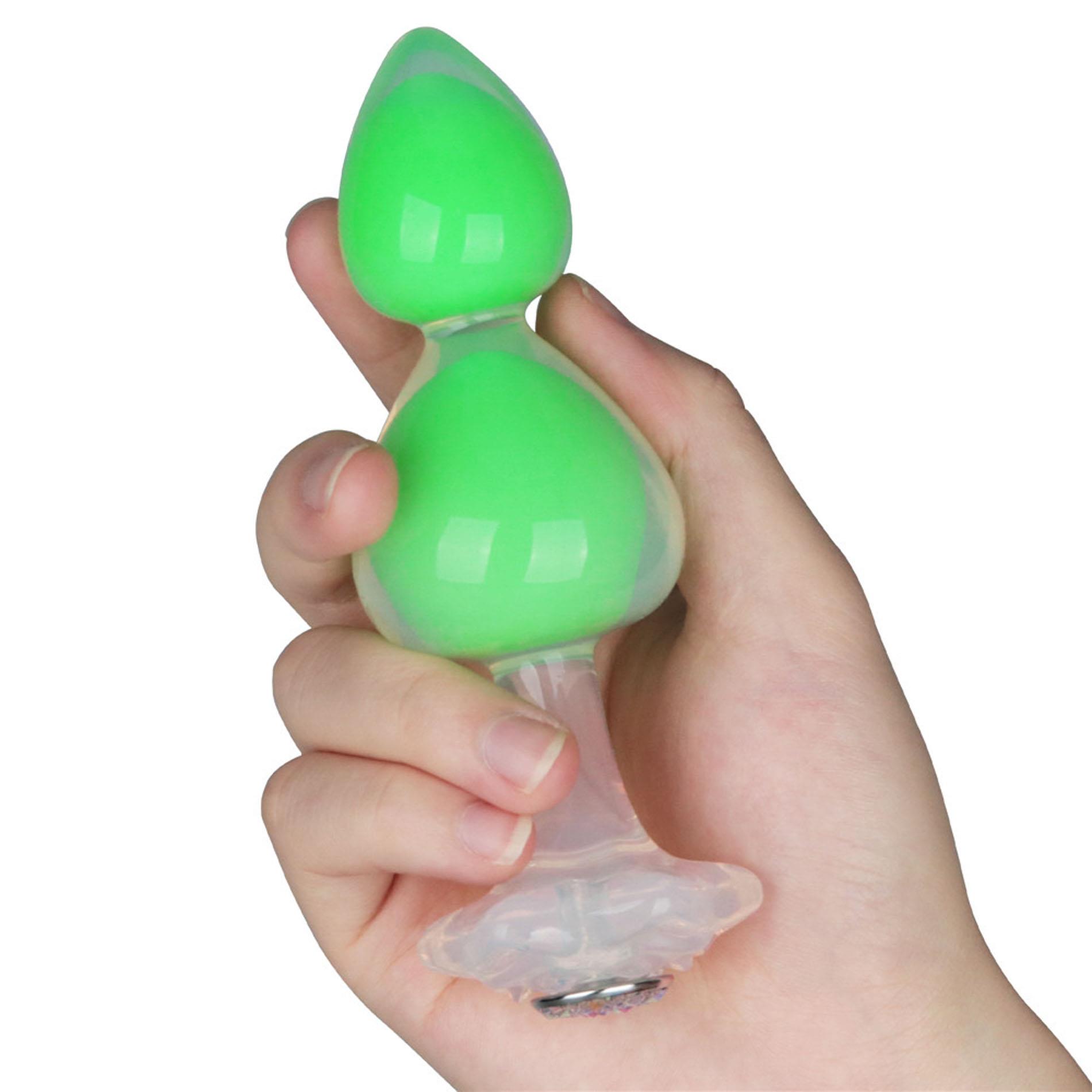Gemoria Silicone Butt Plug (Glow-In-The-Dark) - Green