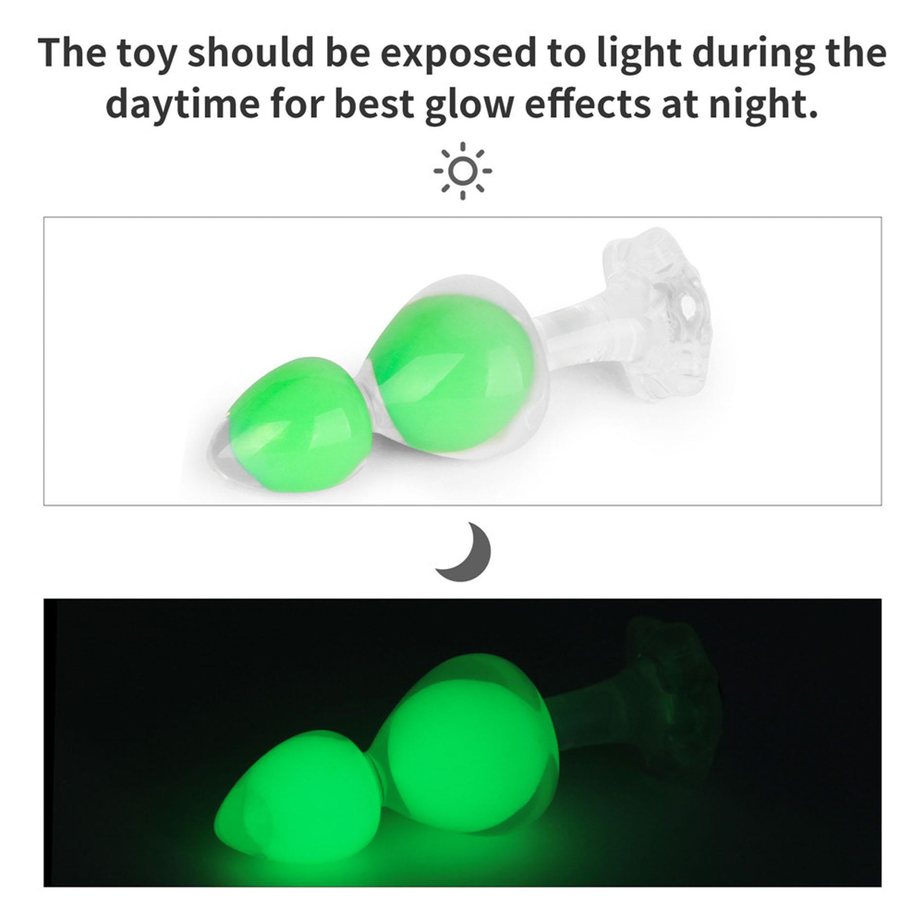Gemoria Silicone Butt Plug (Glow-In-The-Dark) - Green