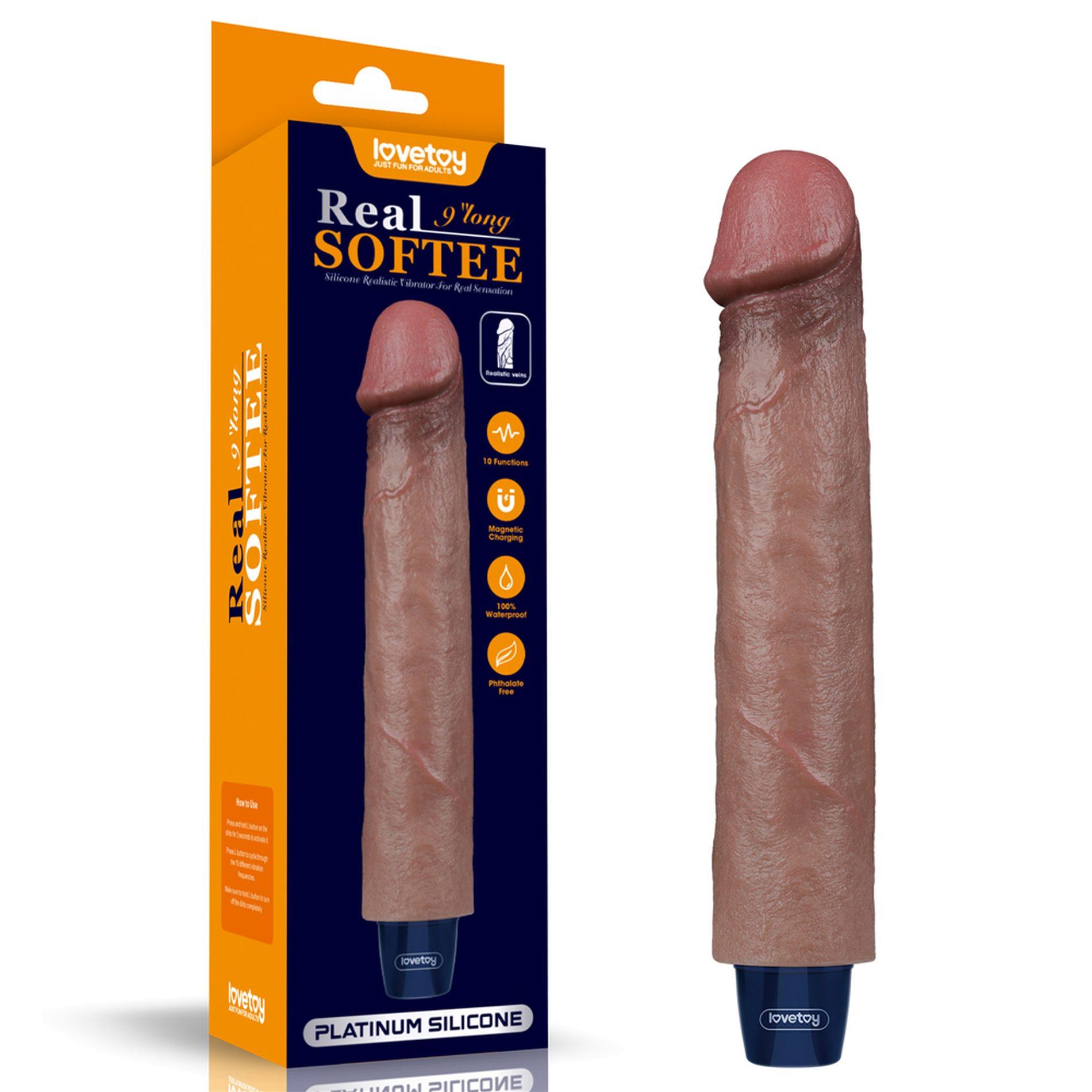9" Real Softee Rechargeable Silicone Vibrating Dildo