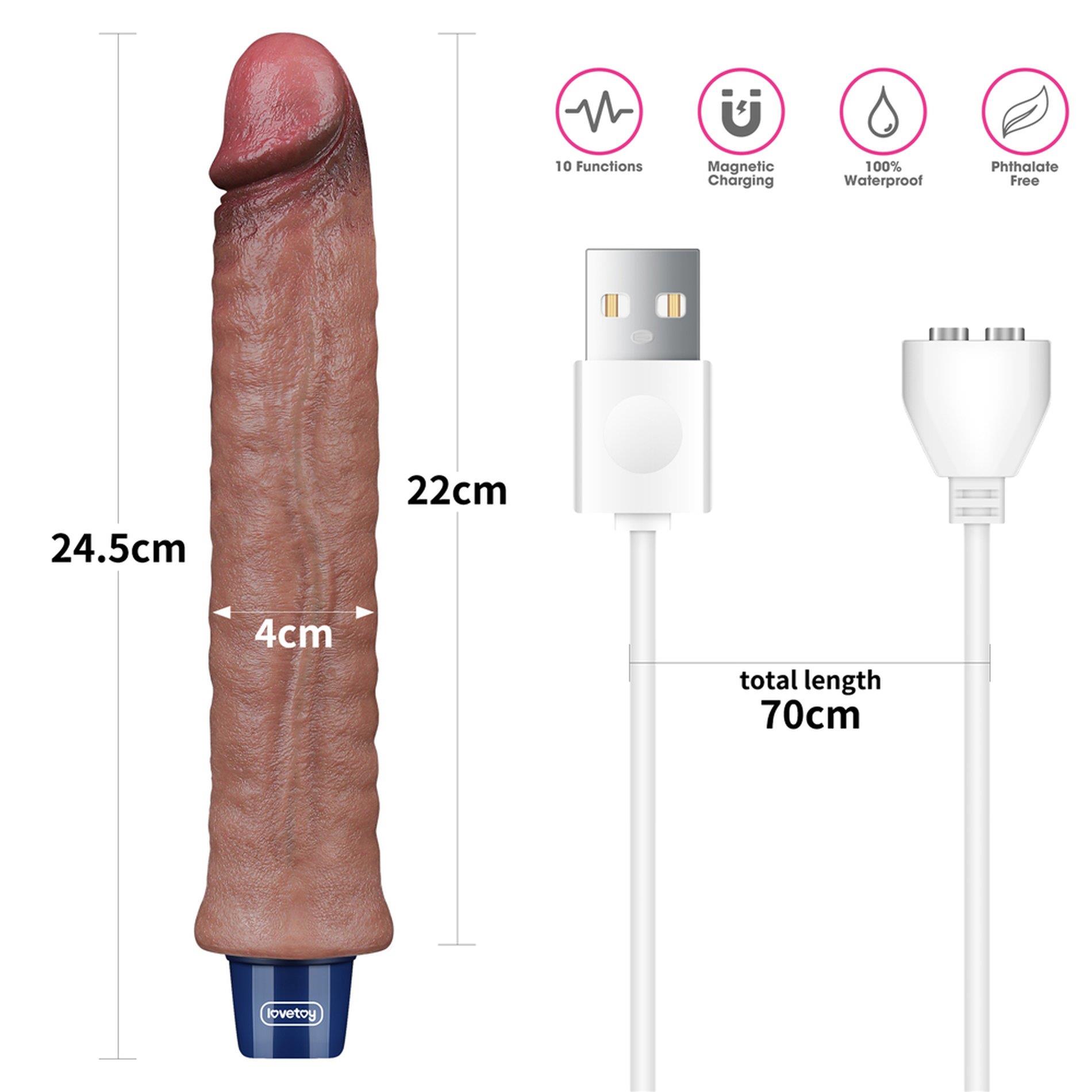 9.5" Real Softee Rechargeable Silicone Vibrating Dildo