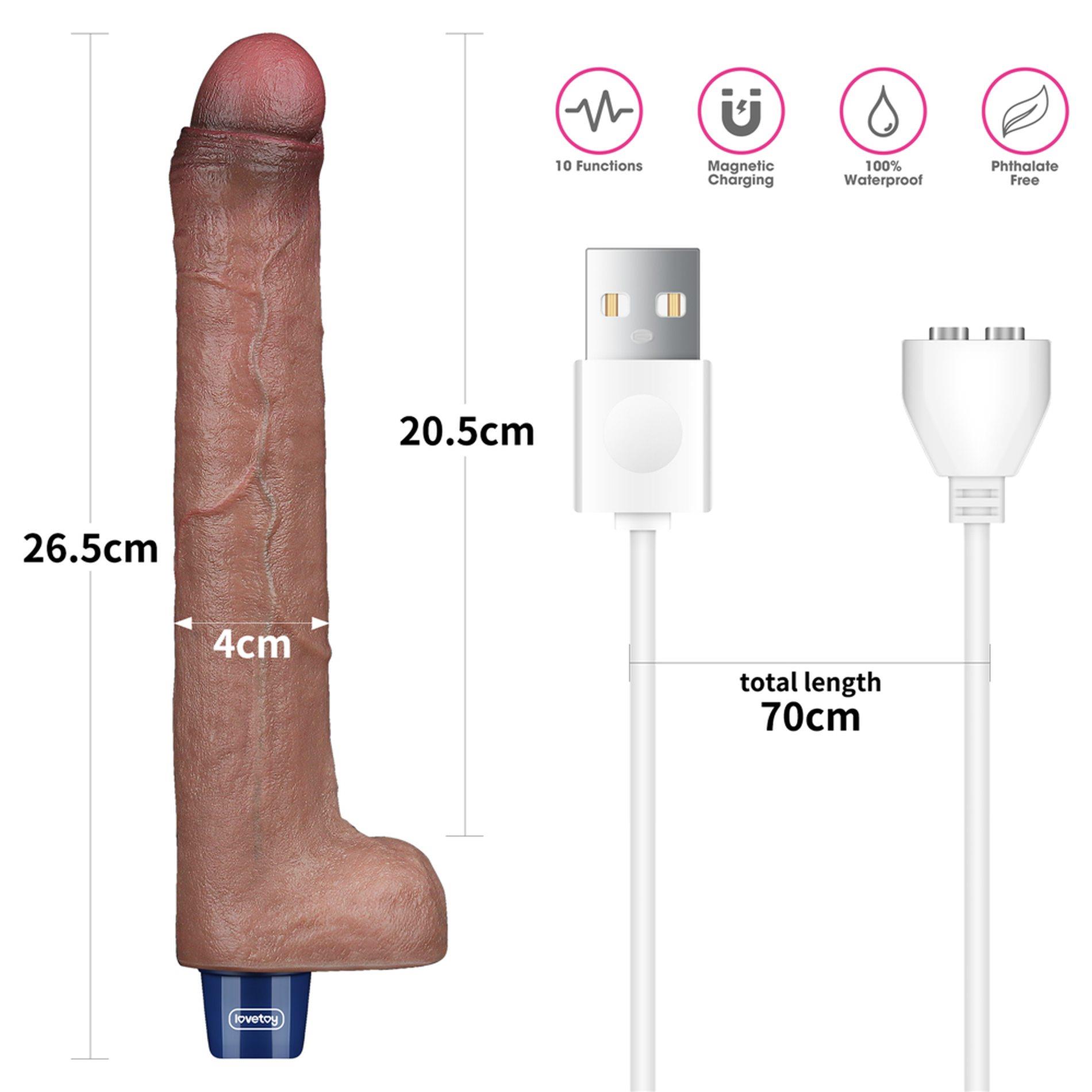 10.5" Real Softee Rechargeable Silicone Vibrating Dildo