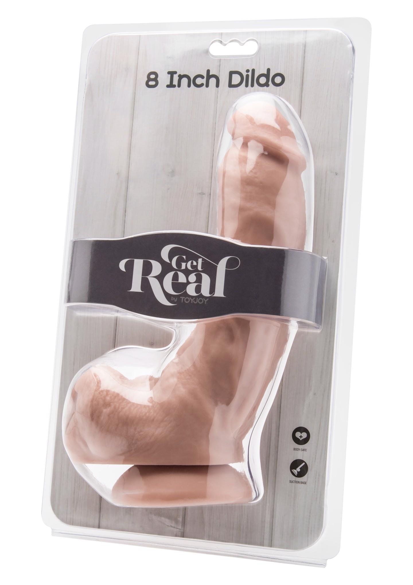 Dildo 8 Inch With Balls Light Skin Tone