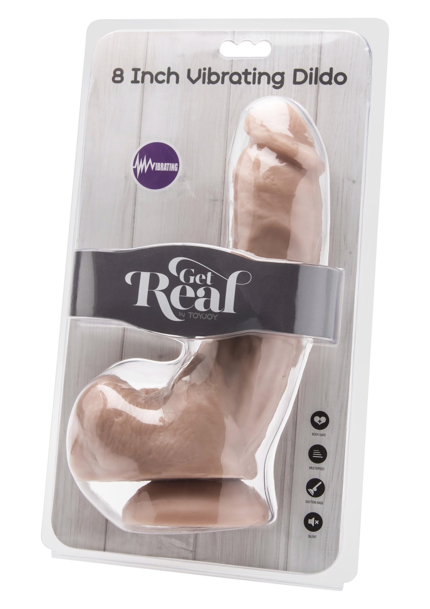 Dildo 8In. With Balls Vibrator Light Skin Tone
