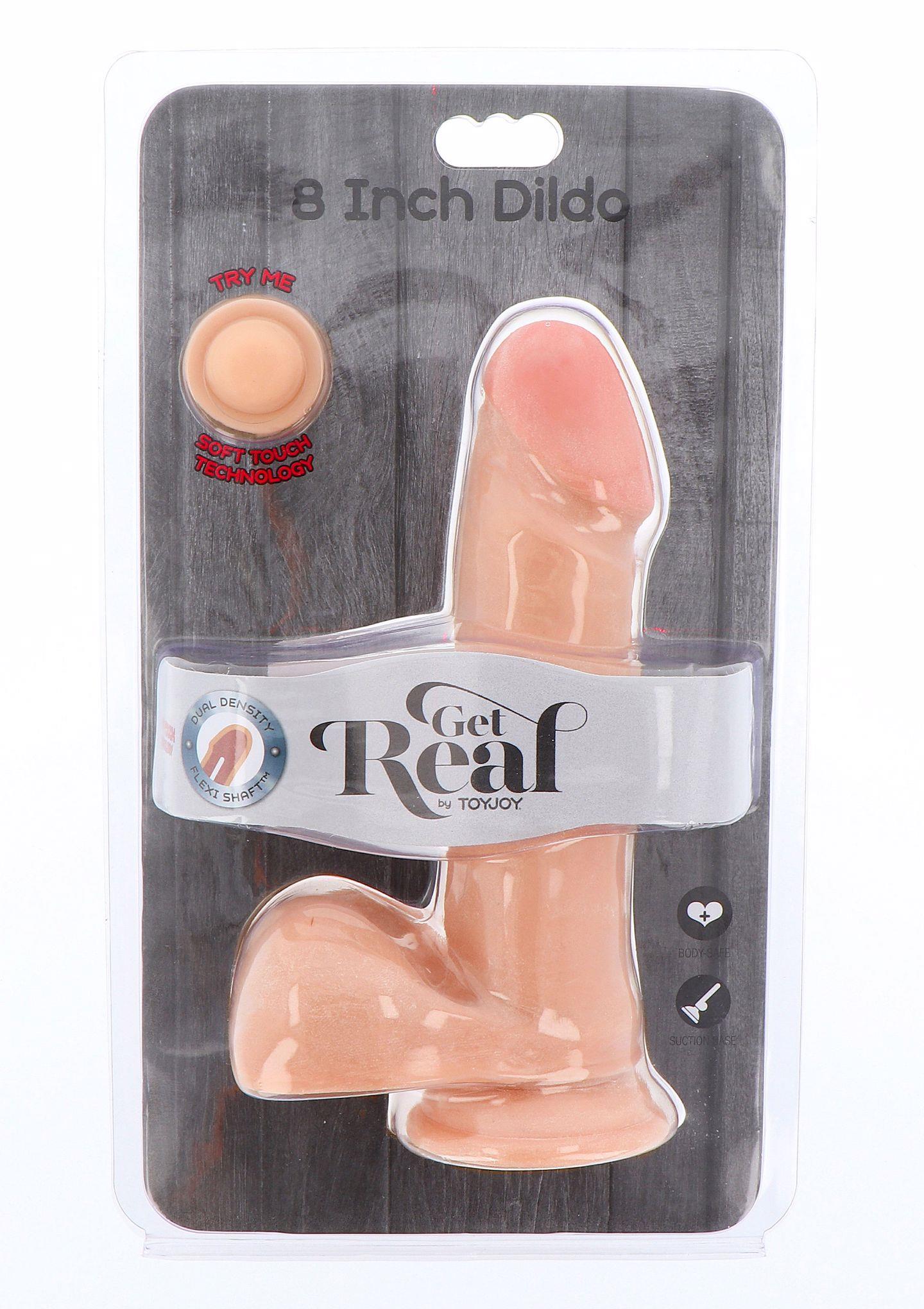 Dual Density Dildo 8Inch Balls Light Skin Tone