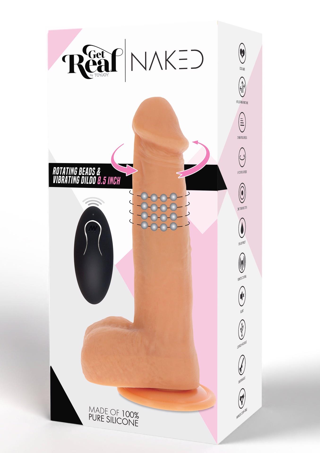 Rotating Beads Vibrating Dildo Light Skin Tone