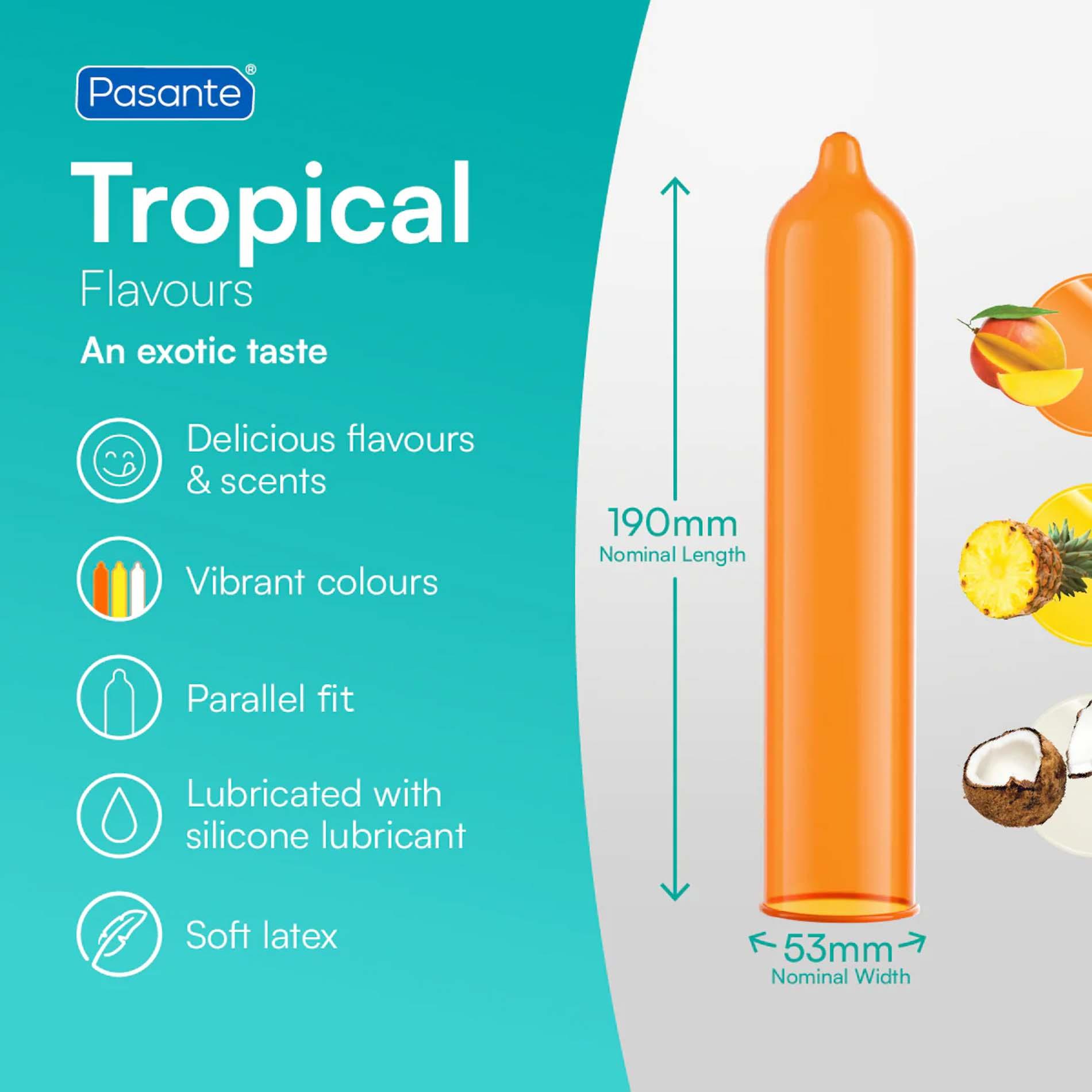 Pasante Tropical Condoms Bulk Packs 144 Pcs