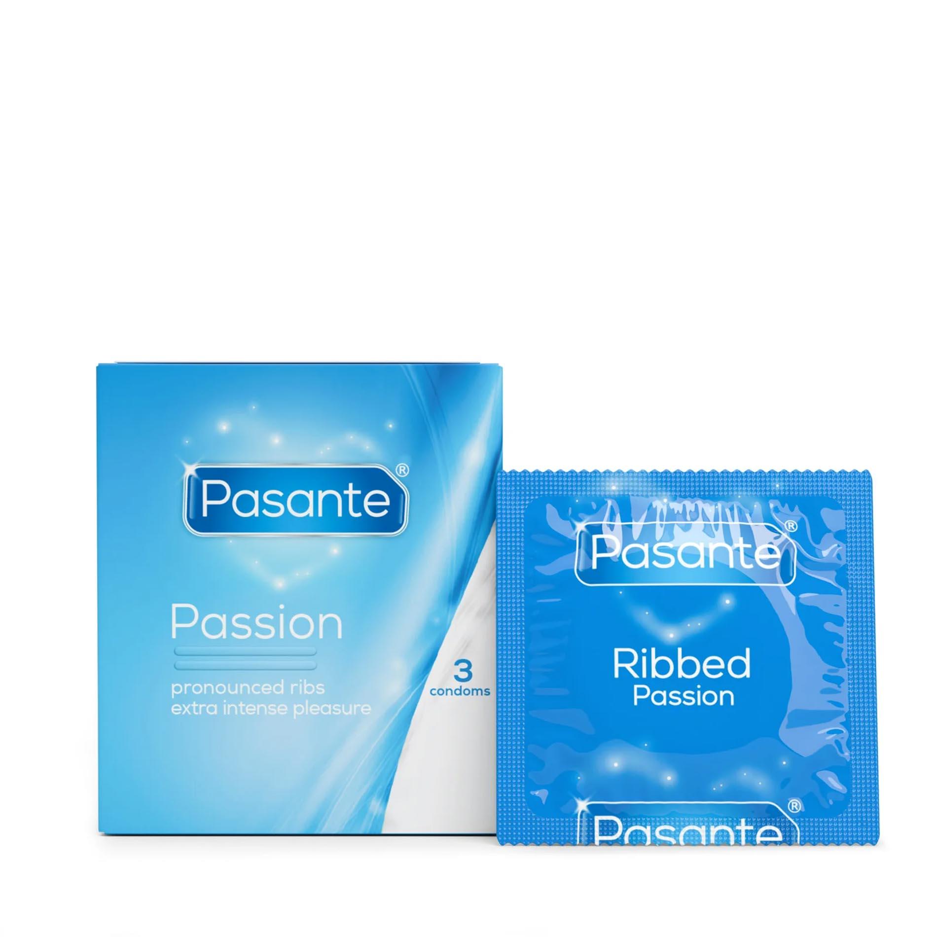 Pasante Ribbed/Passion Condoms  3 Pcs