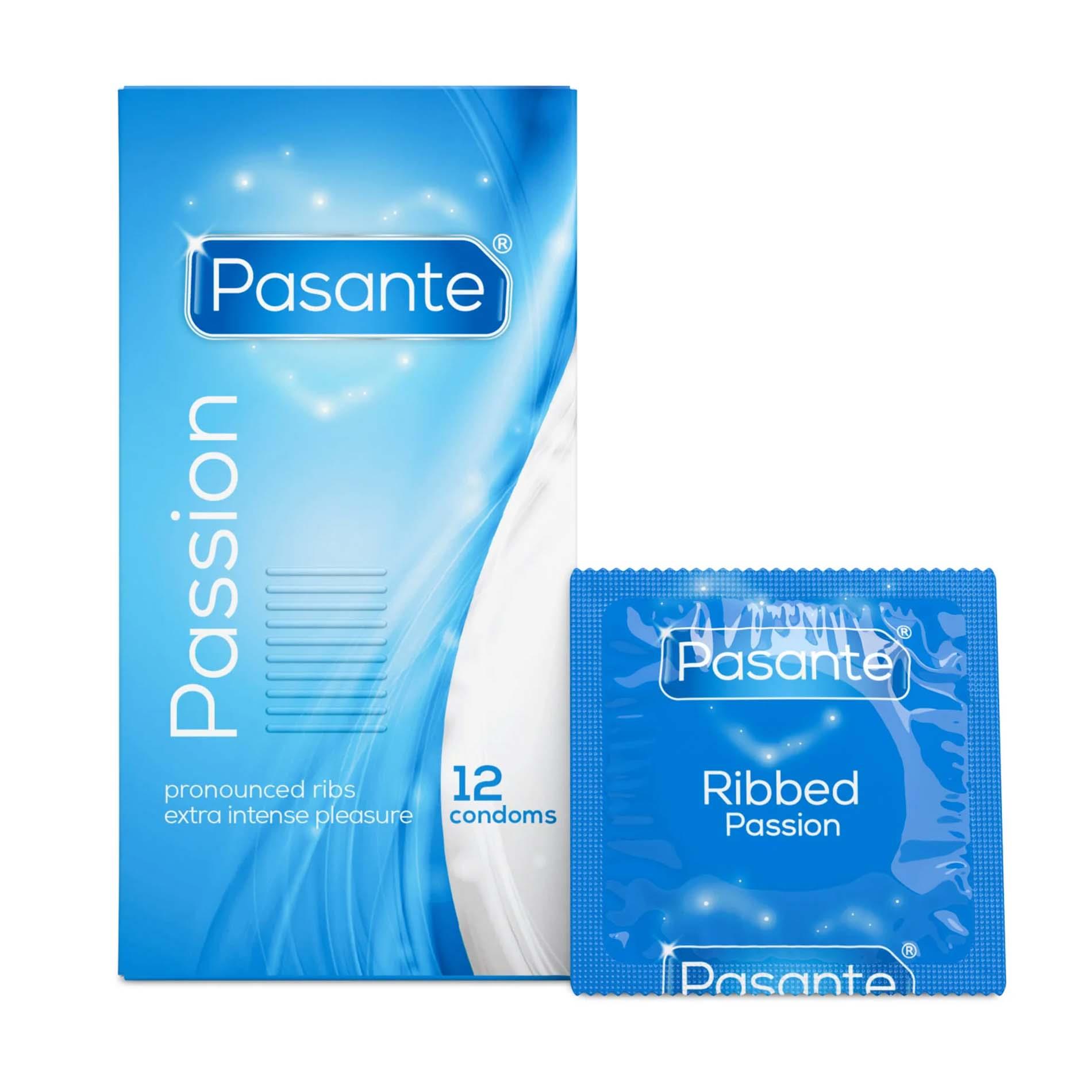 Pasante Ribbed/Passion Condoms 12 Pcs