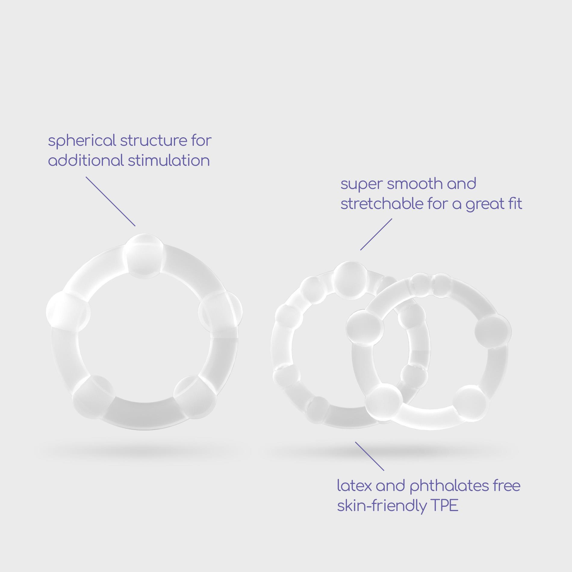 Triple Bead Cockring Set Clear Crushious