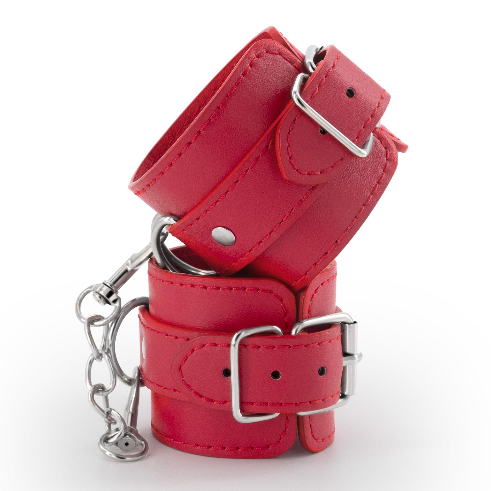 Bondage Love Leather Handcuffs Crushious Red