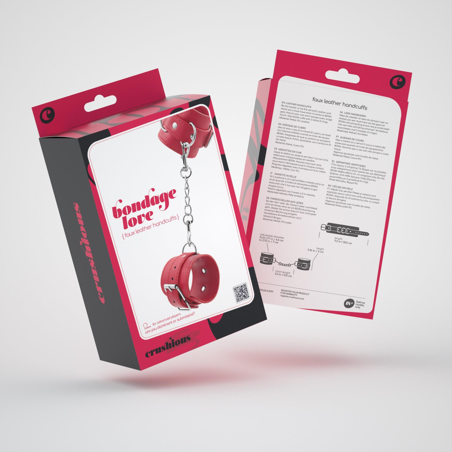 Bondage Love Leather Handcuffs Crushious Red