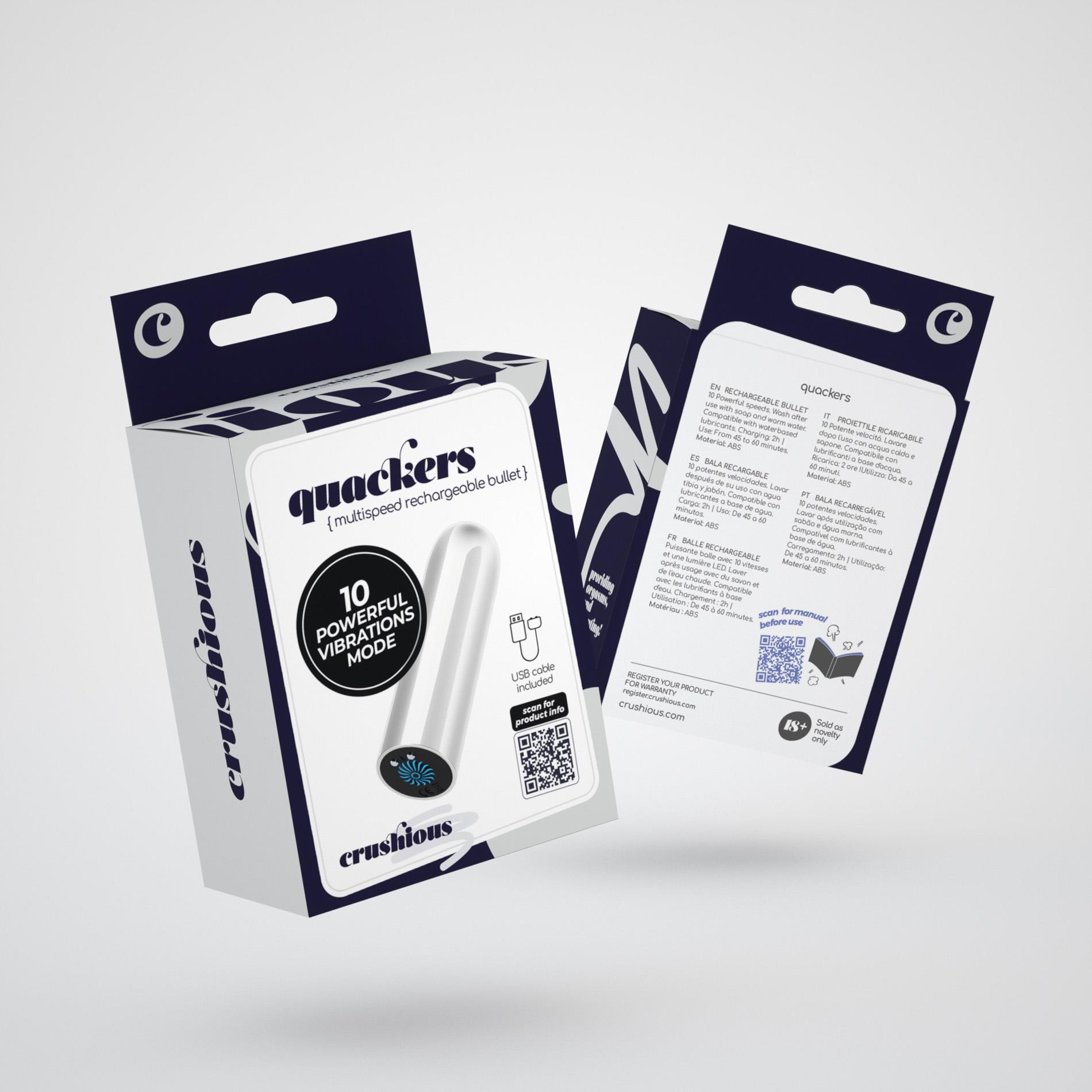 Quackers Usb Rechargeable Vibrating Bullet White Crushious