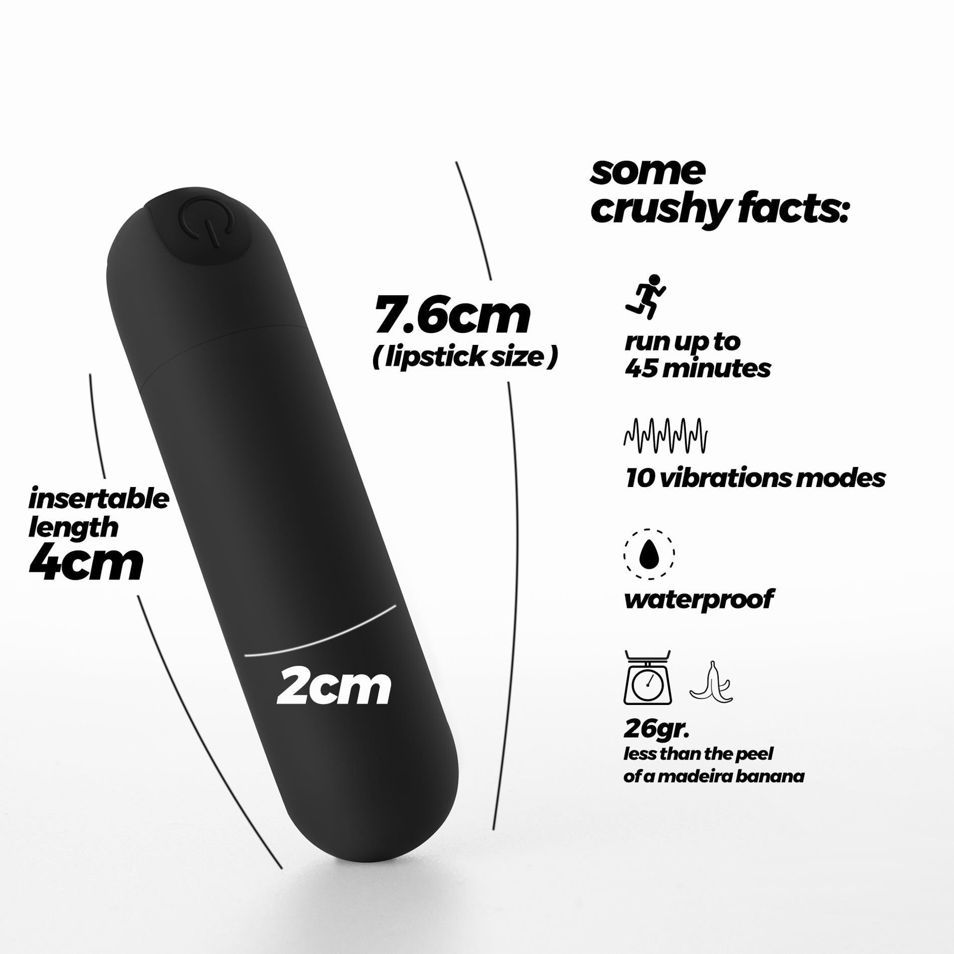 Crushious Imoan Rechargeable Vibrating Bullet Black