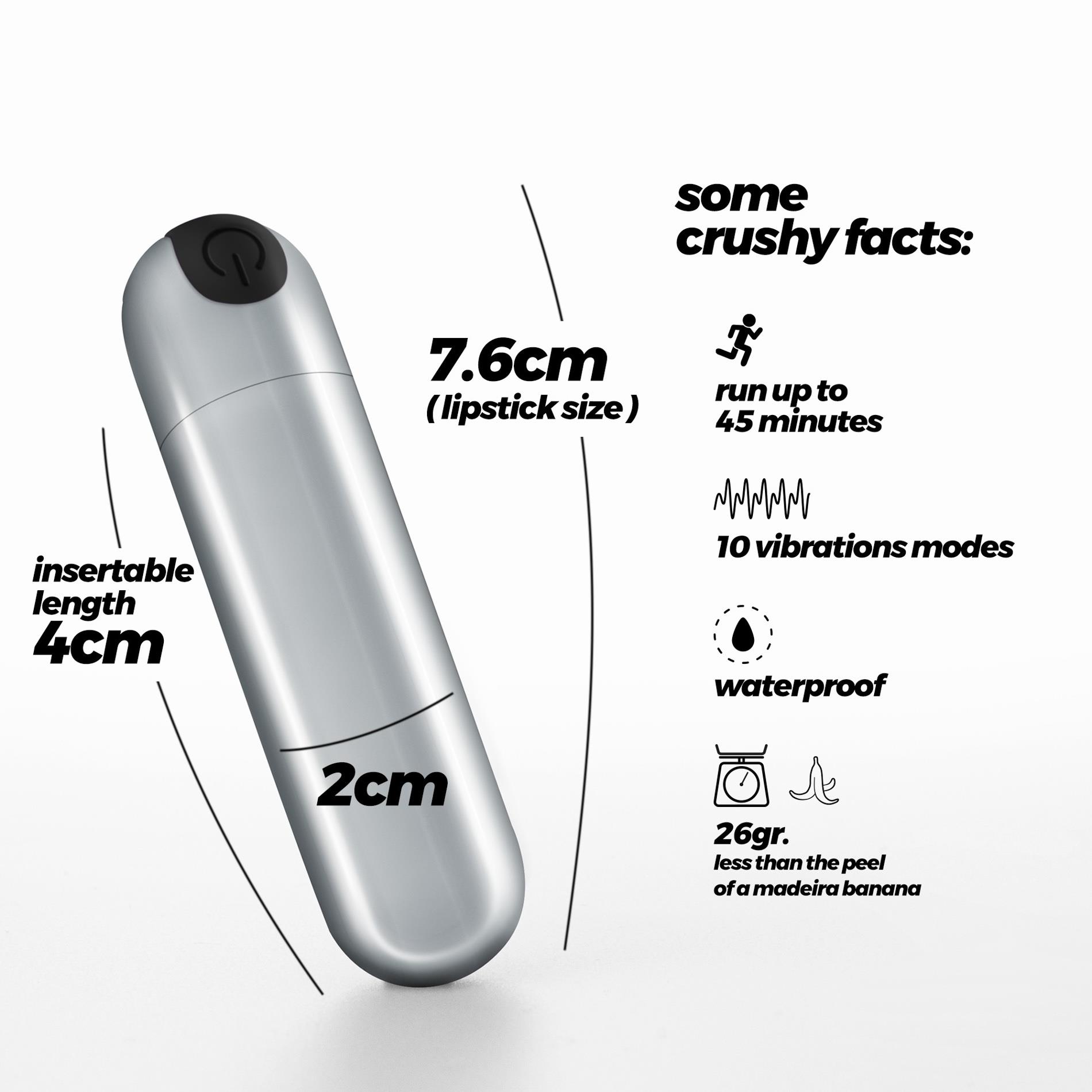 Crushious Imoan Rechargeable Vibrating Bullet Silver