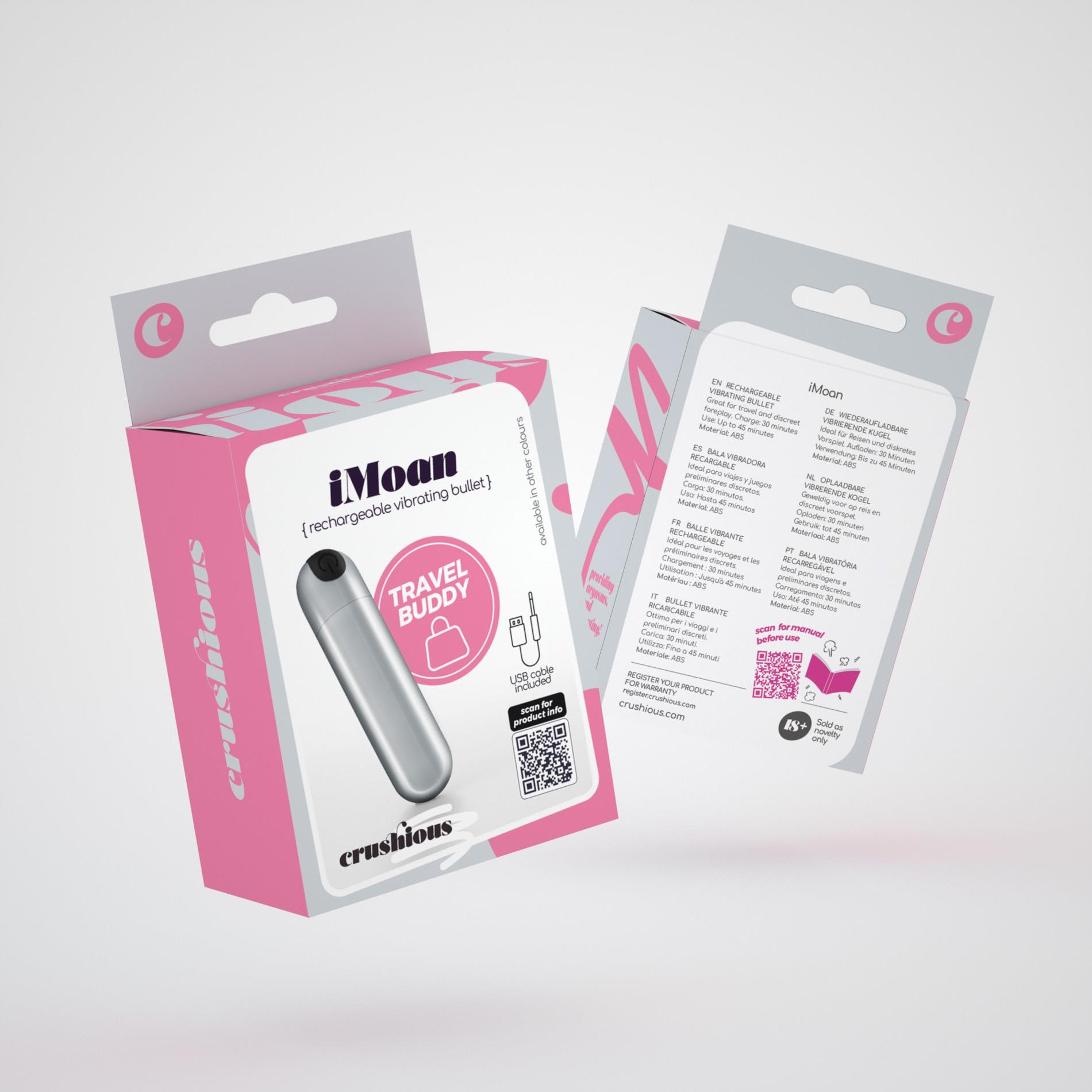 Crushious Imoan Rechargeable Vibrating Bullet Silver