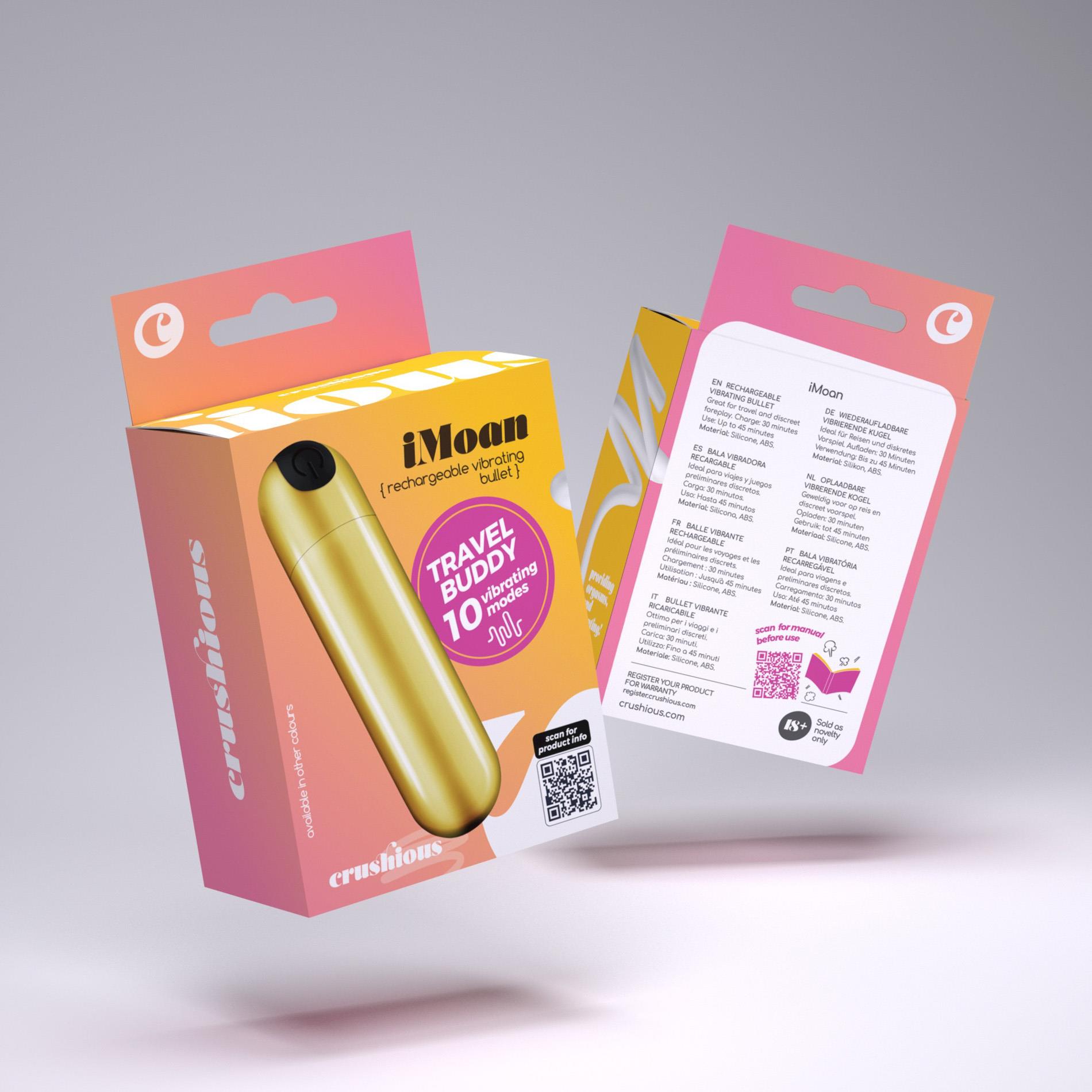 Crushious Imoan Rechargeable Vibrating Bullet Golden