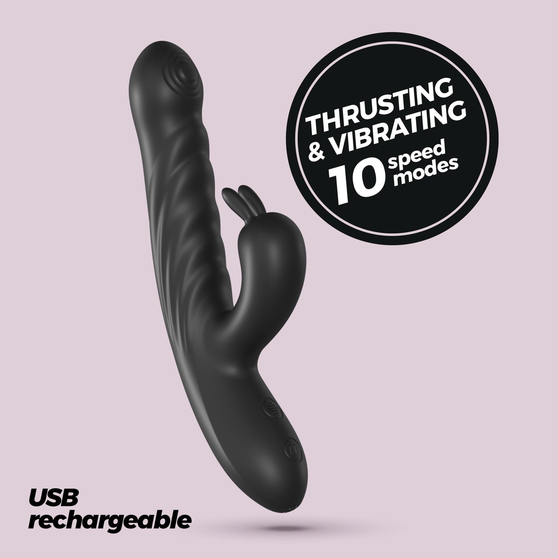 Crushious Lapin Thrusting Rabbit Vibrator Black