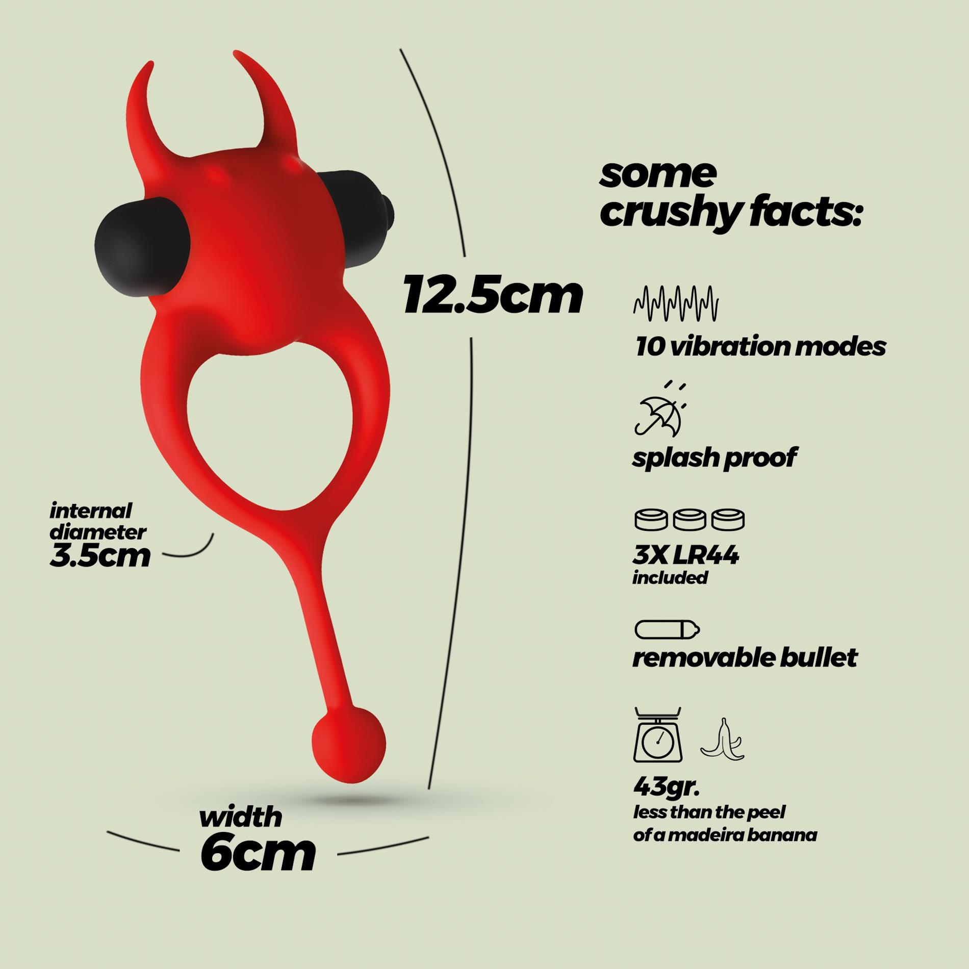 Crushious Daemon Vibrating Cockring Red