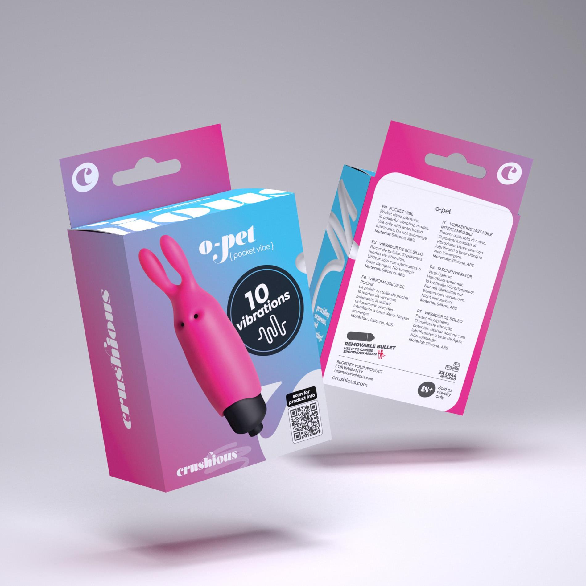 Crushious O-Pet Rabbit With 10 Vibration Bullet Pink