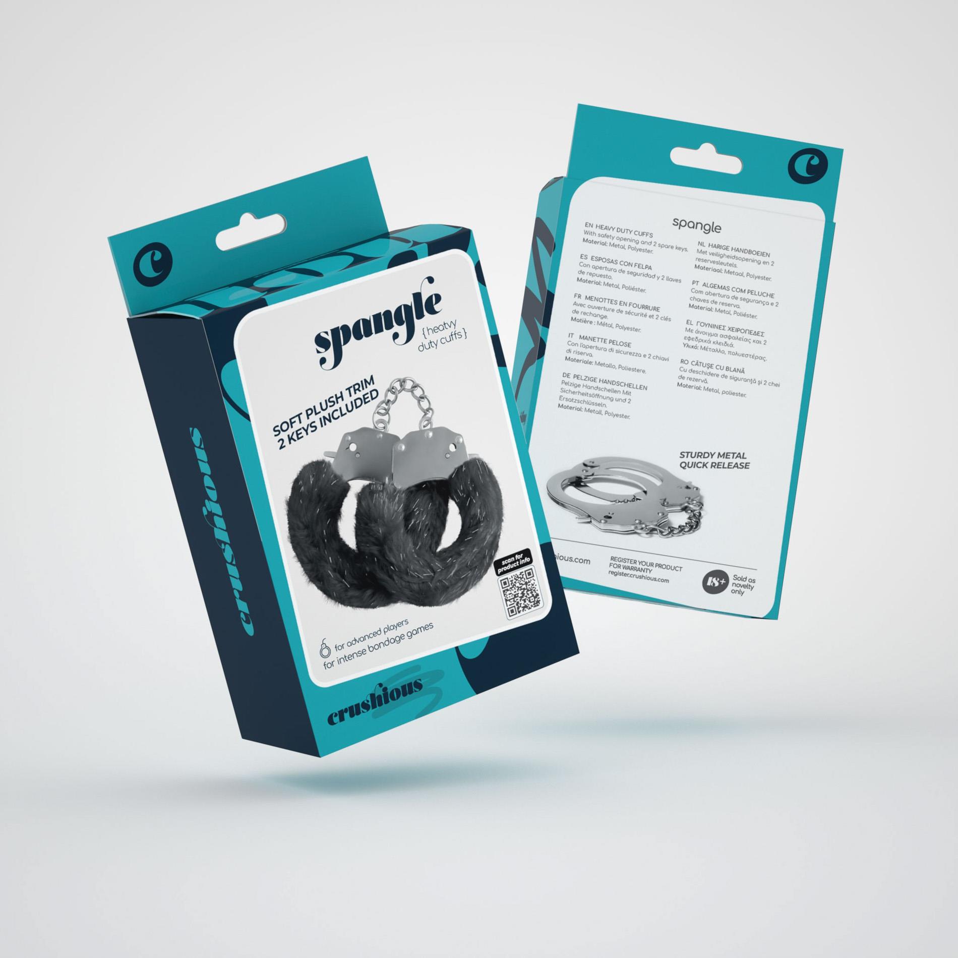 Crushious Spangle Metal Cuffs With Plush Black