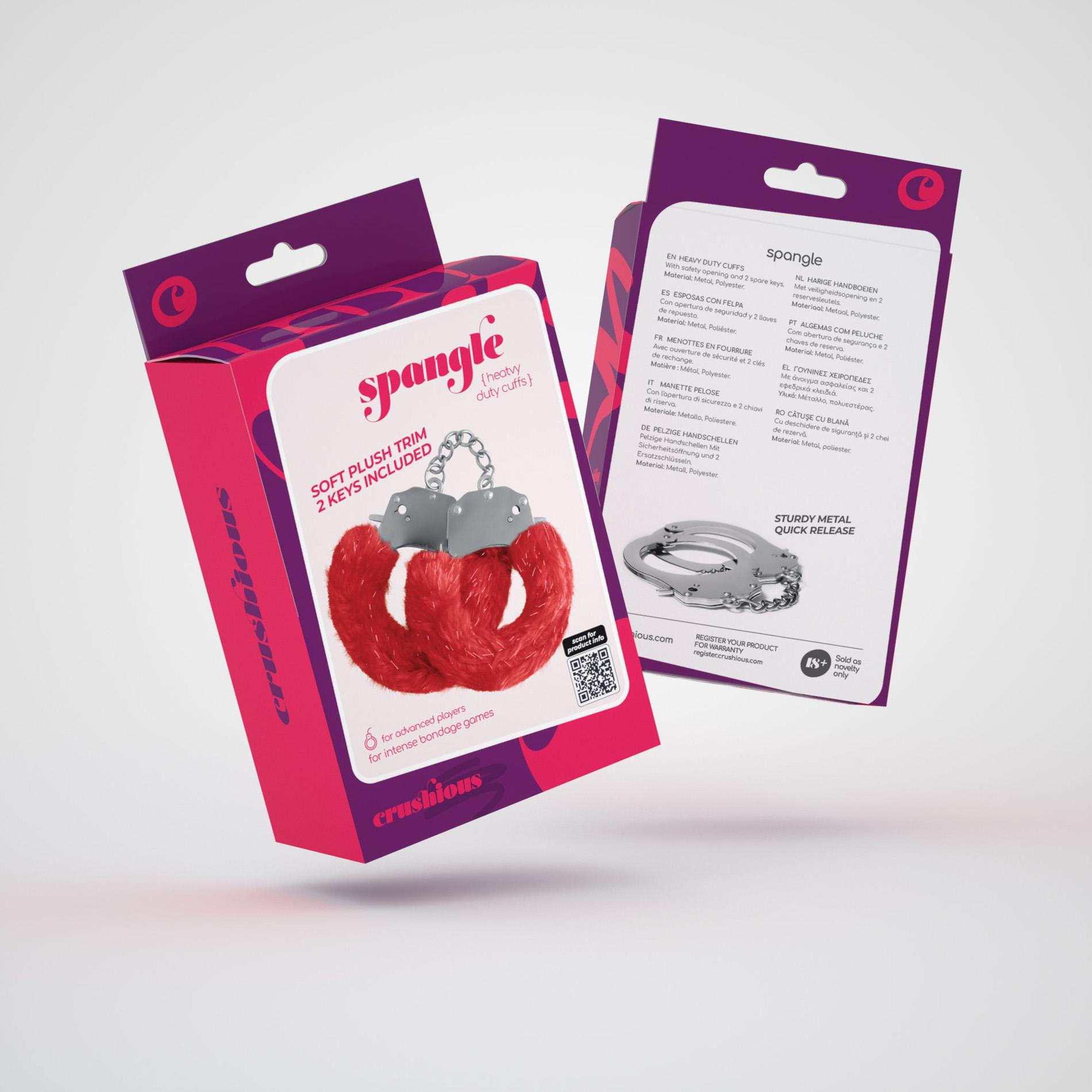 Crushious Spangle Metal Cuffs With Plush Red