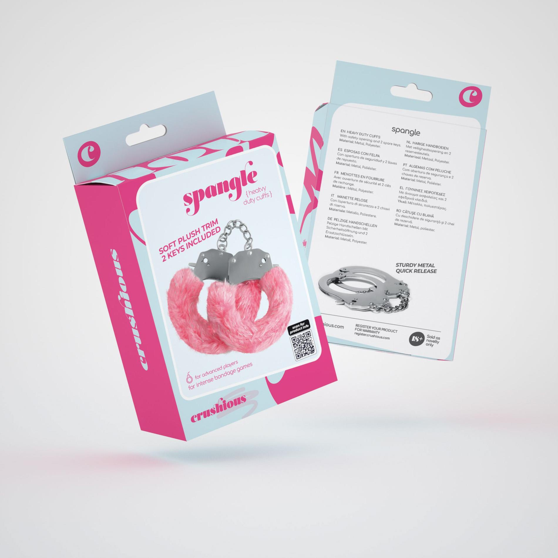 Crushious Spangle Metal Handcuffs With Plush In Pink