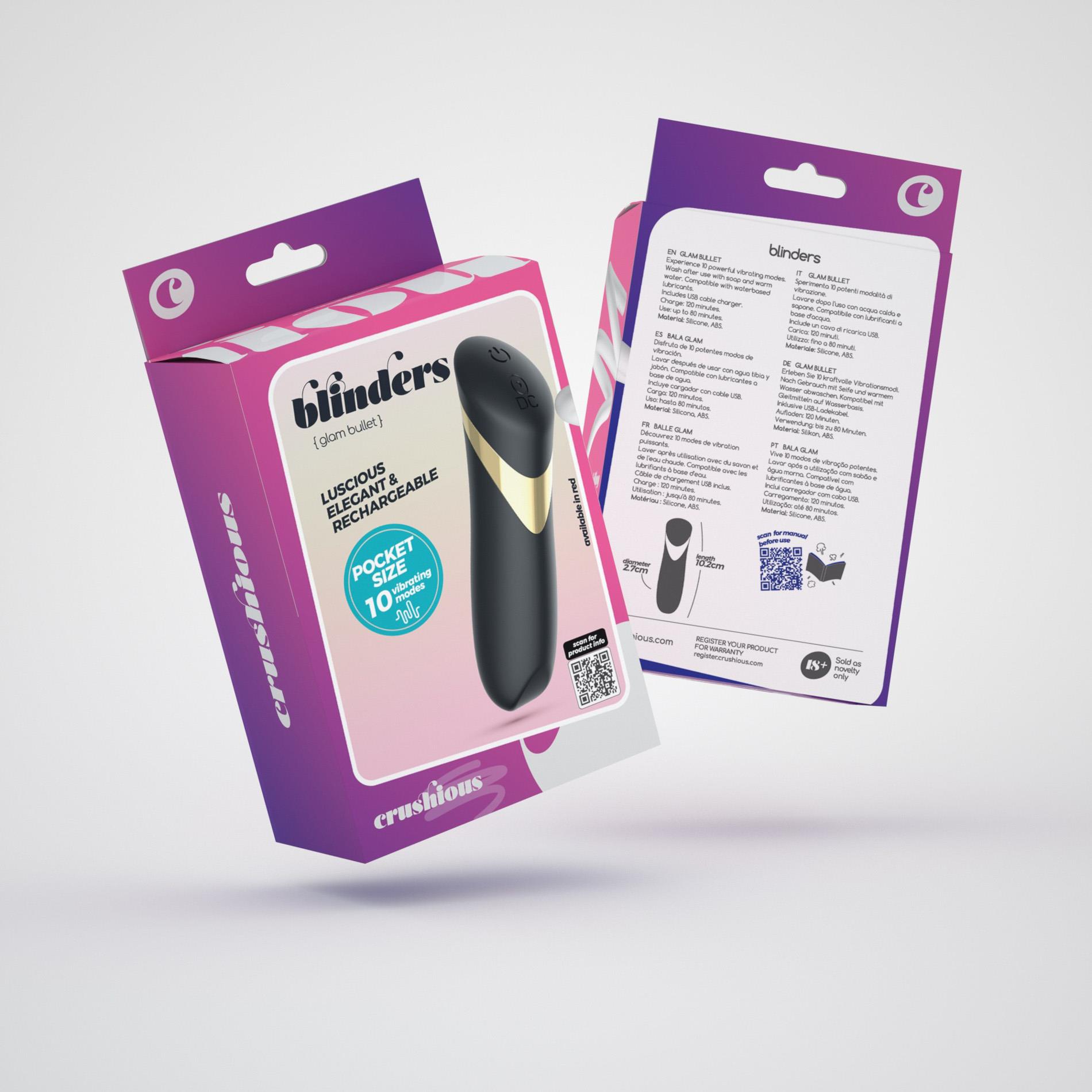 Crushious Blinders Rechargeable Vibrating Bullet Black