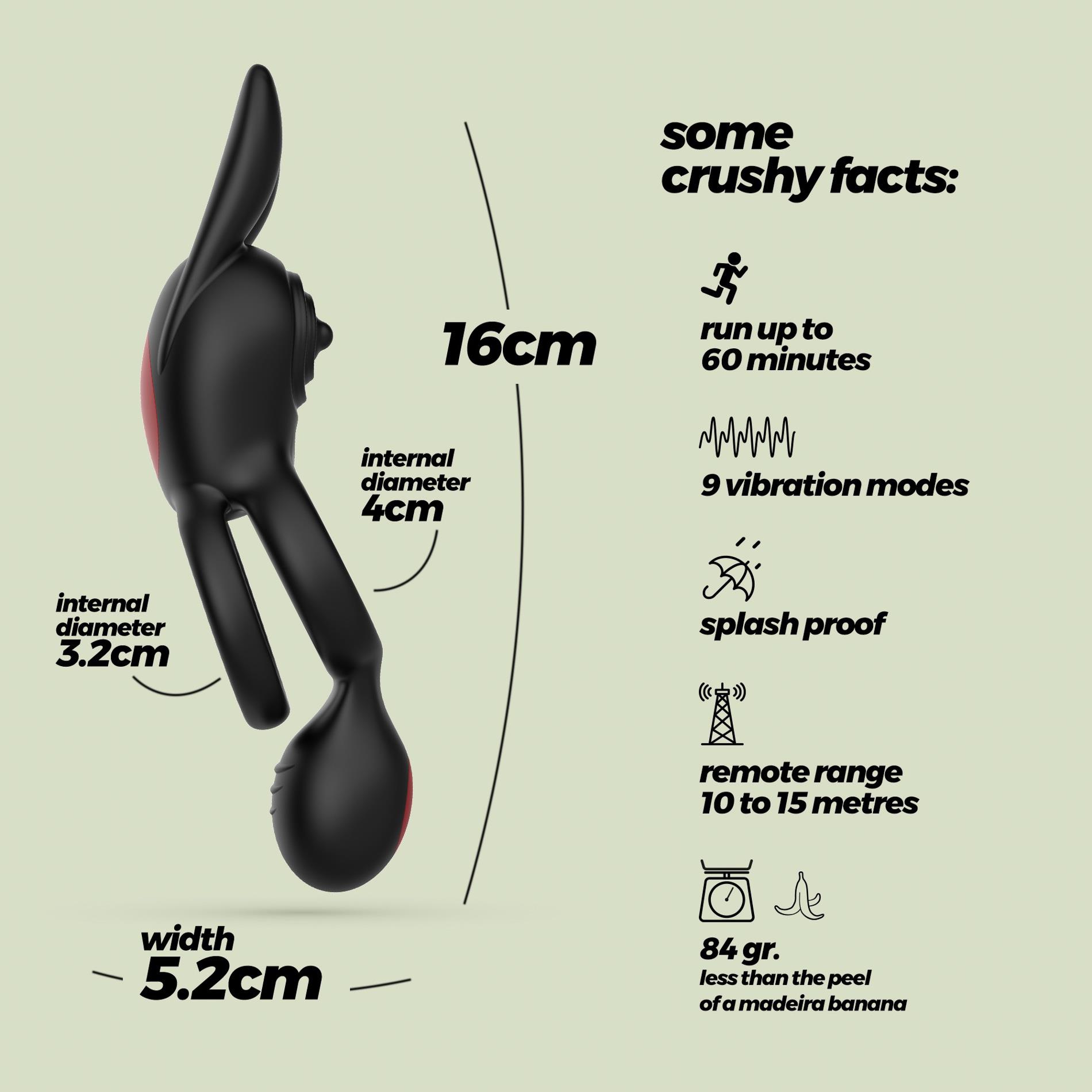 Crushious Dingo Double Vibrating Ring With Remote Control