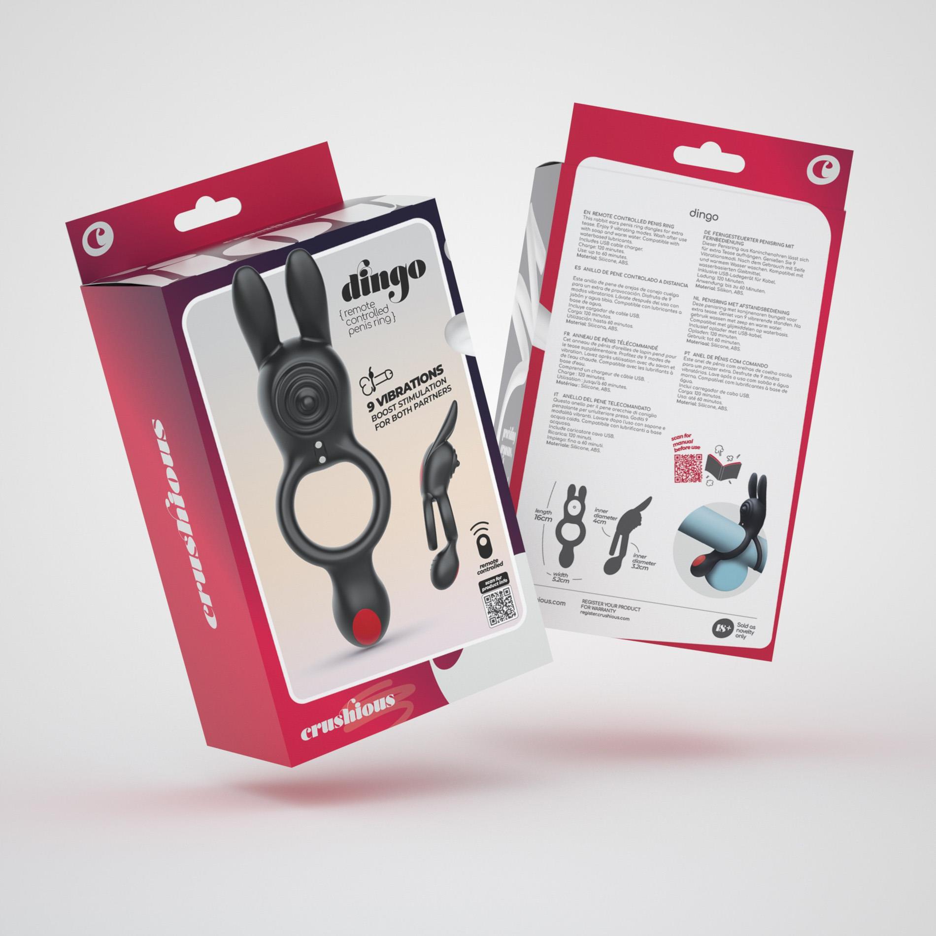 Crushious Dingo Double Vibrating Ring With Remote Control