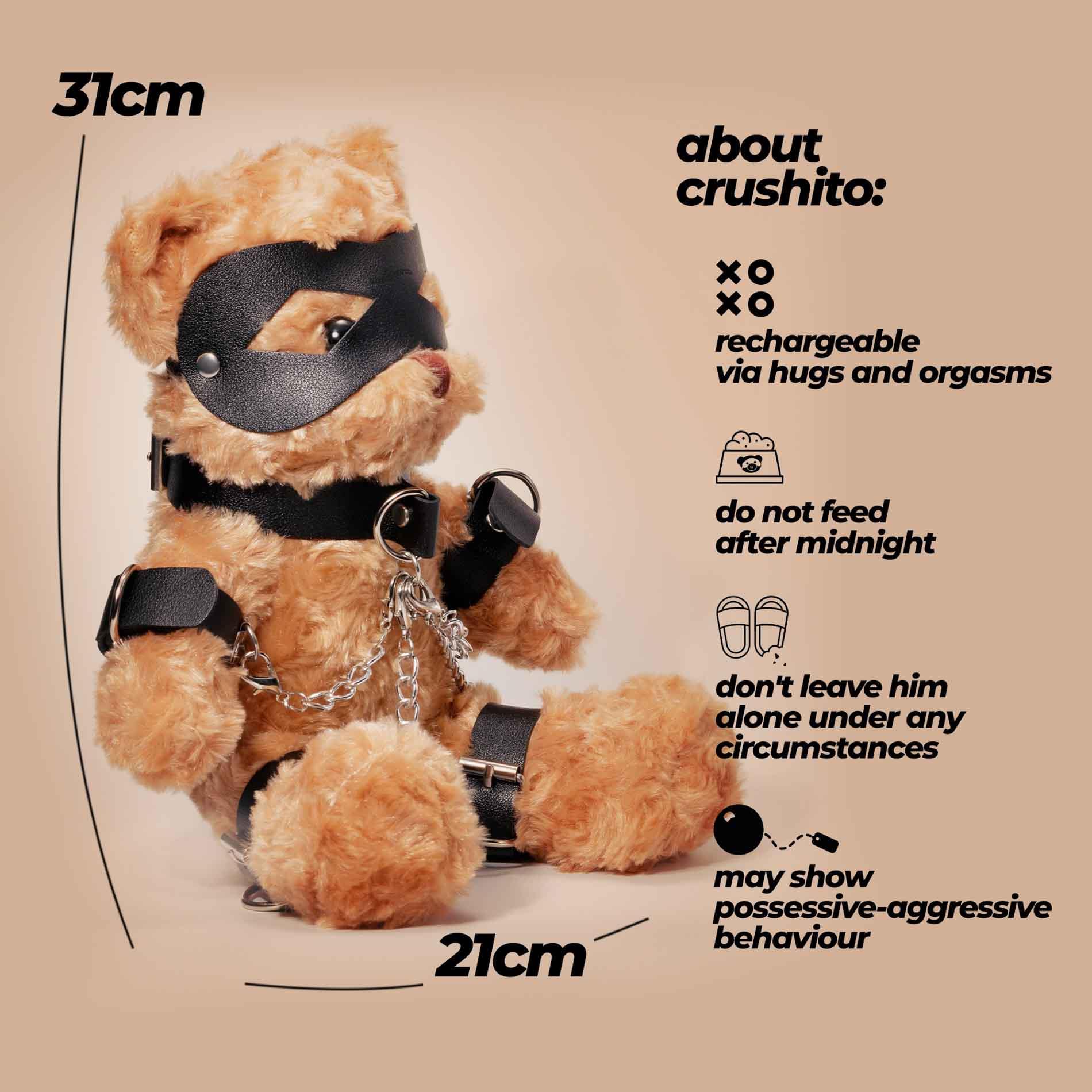 Crushious Crushito Bondage Teddy Bear Black 31Cm