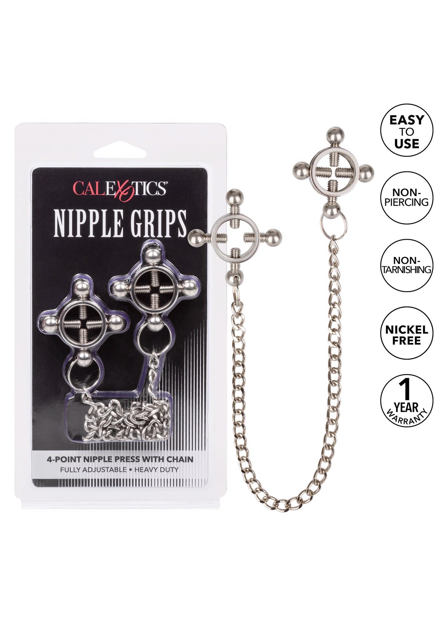 4 Point Nipple Press W Chain Black