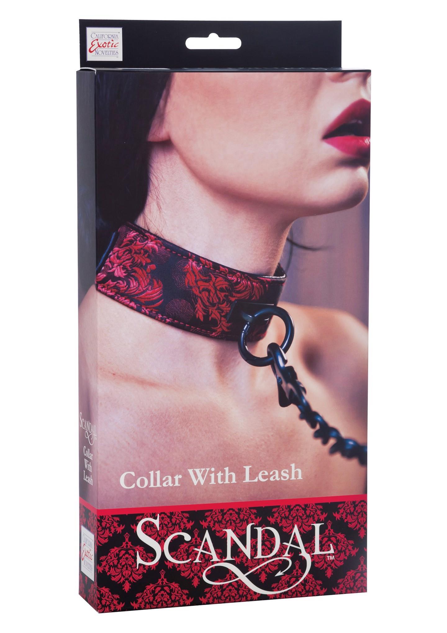 Scandal Collar With Leash Black